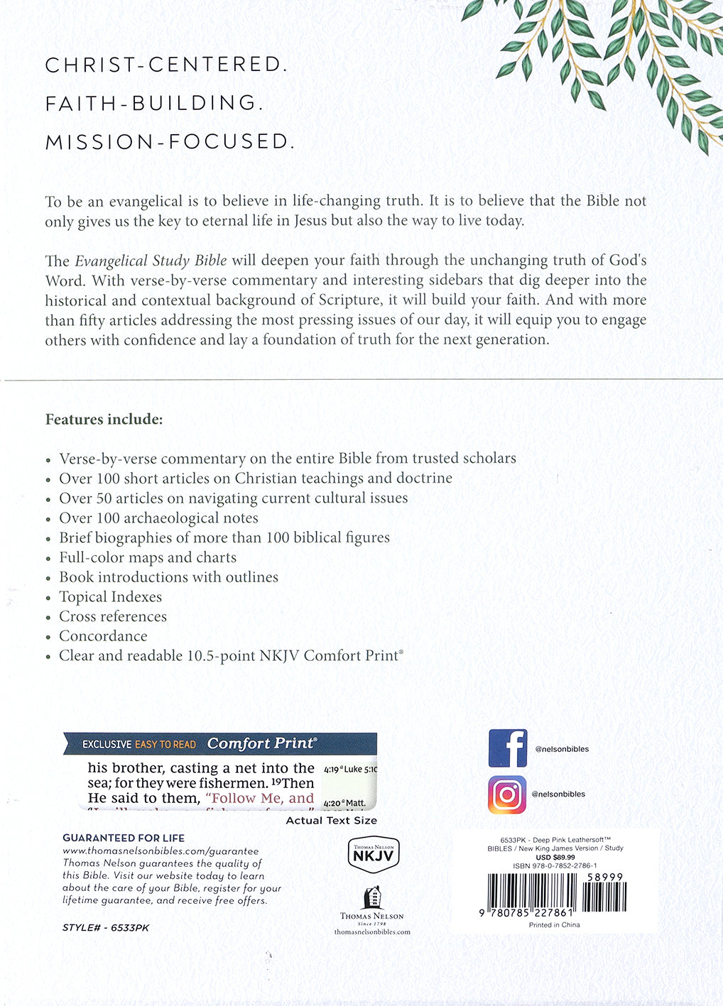 NKJV Evangelical Study Bible Rose (Red Letter Edition)
