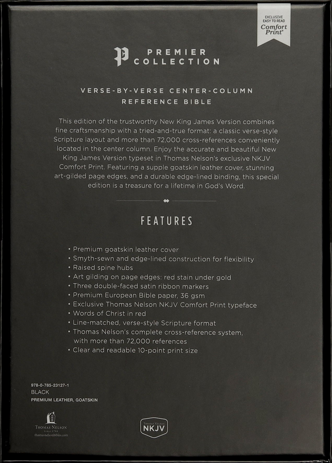 NKJV Reference Bible Black Premier Collection (Red Letter Edition)