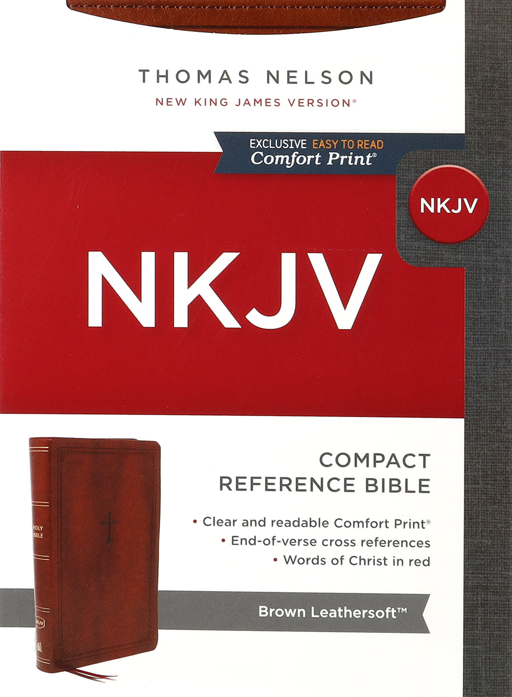 NKJV End-Of-Verse Reference Compact Bible, Brown (Red Letter Edition)