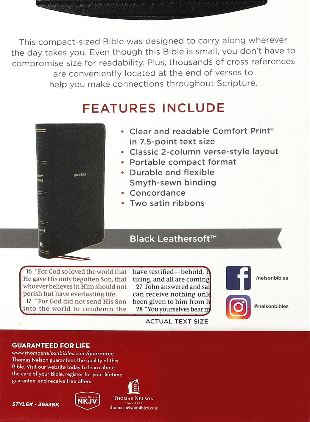 NKJV End-Of-Verse Reference Compact Bible, Black (Red Letter Edition)