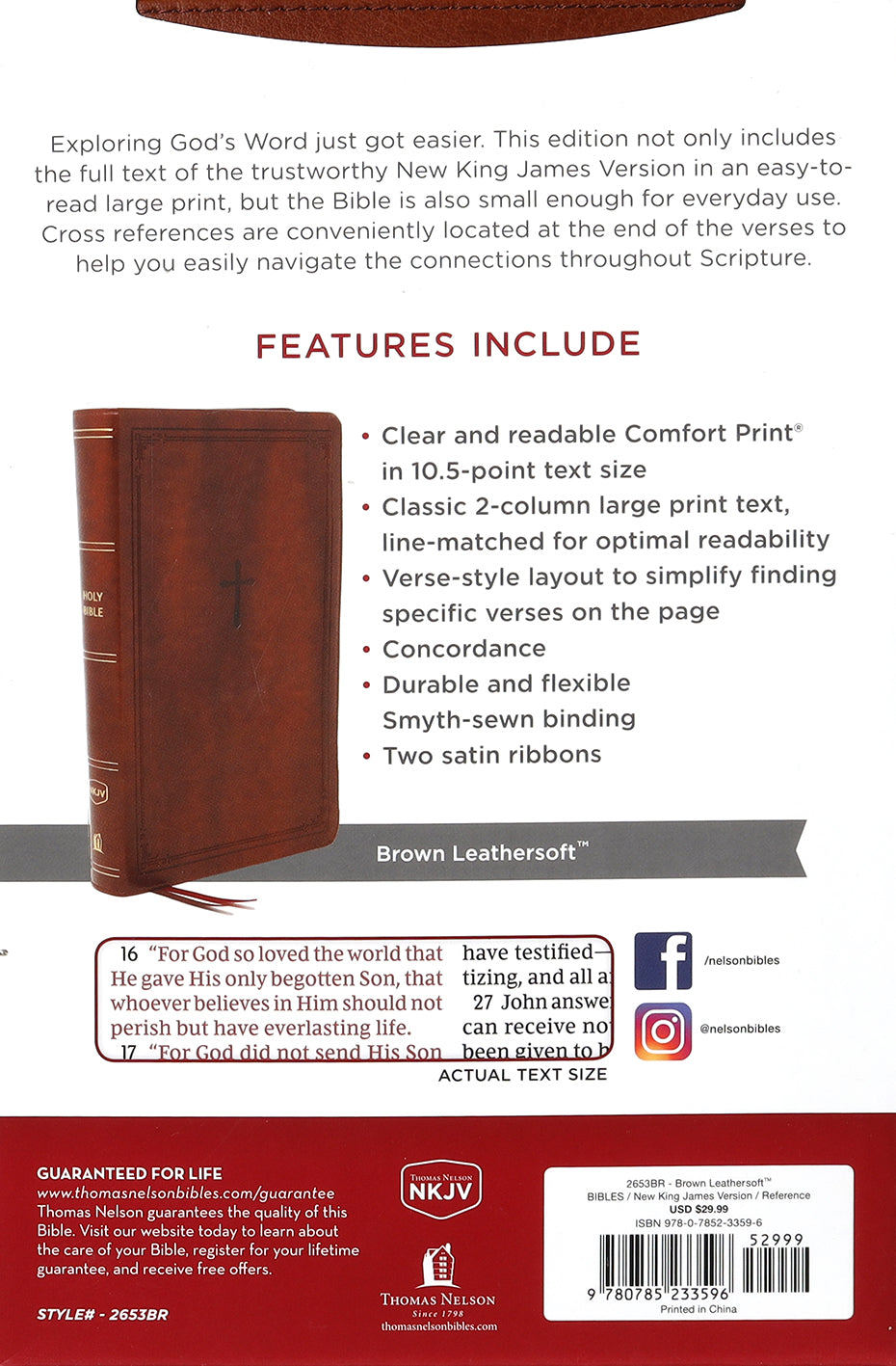NKJV End-Of-Verse Reference Bible Personal Size Large Print Brown (Red Letter Edition)