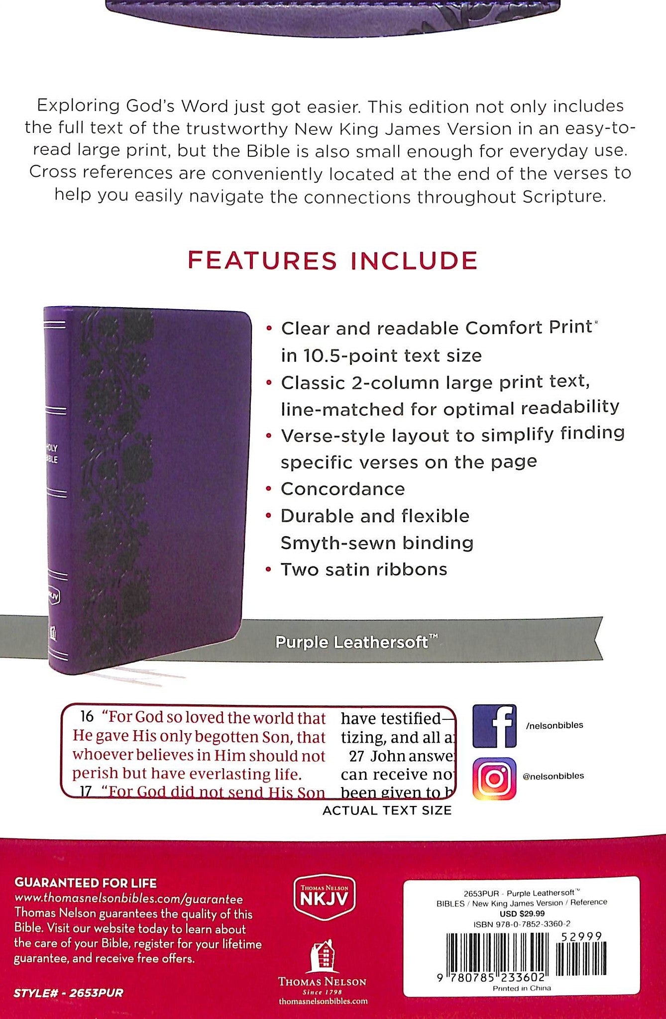 NKJV End-Of-Verse Reference Bible Personal Size Large Print Purple (Red Letter Edition)