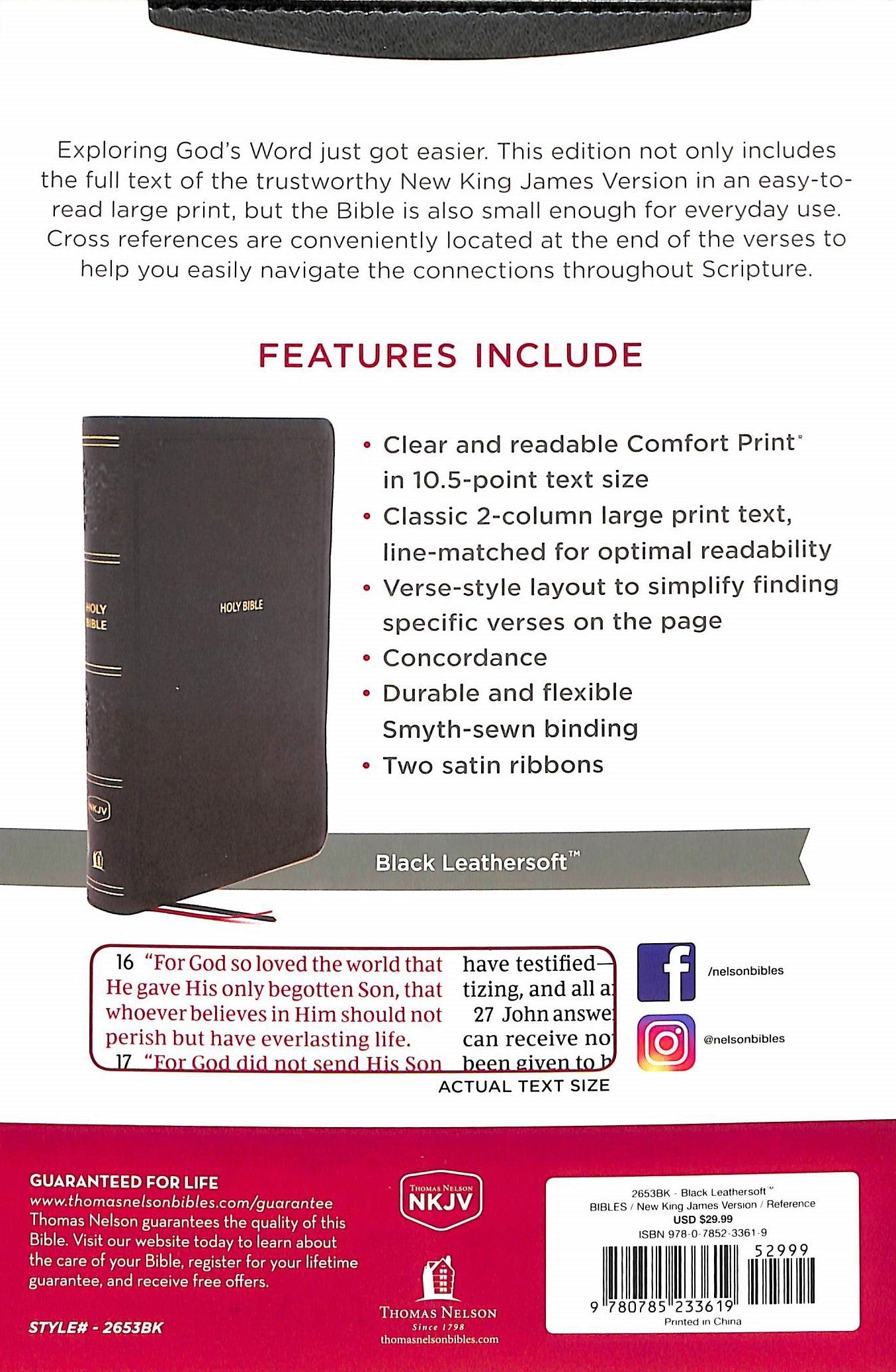 NKJV End-Of-Verse Reference Bible Personal Size Large Print Black (Red Letter Edition)