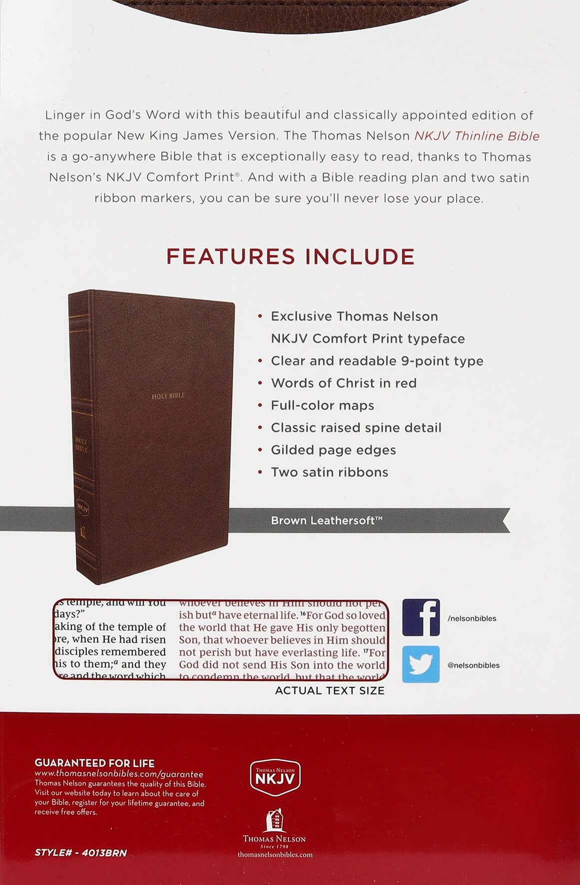 NKJV Thinline Bible Brown Thumb Indexed (Red Letter Edition)