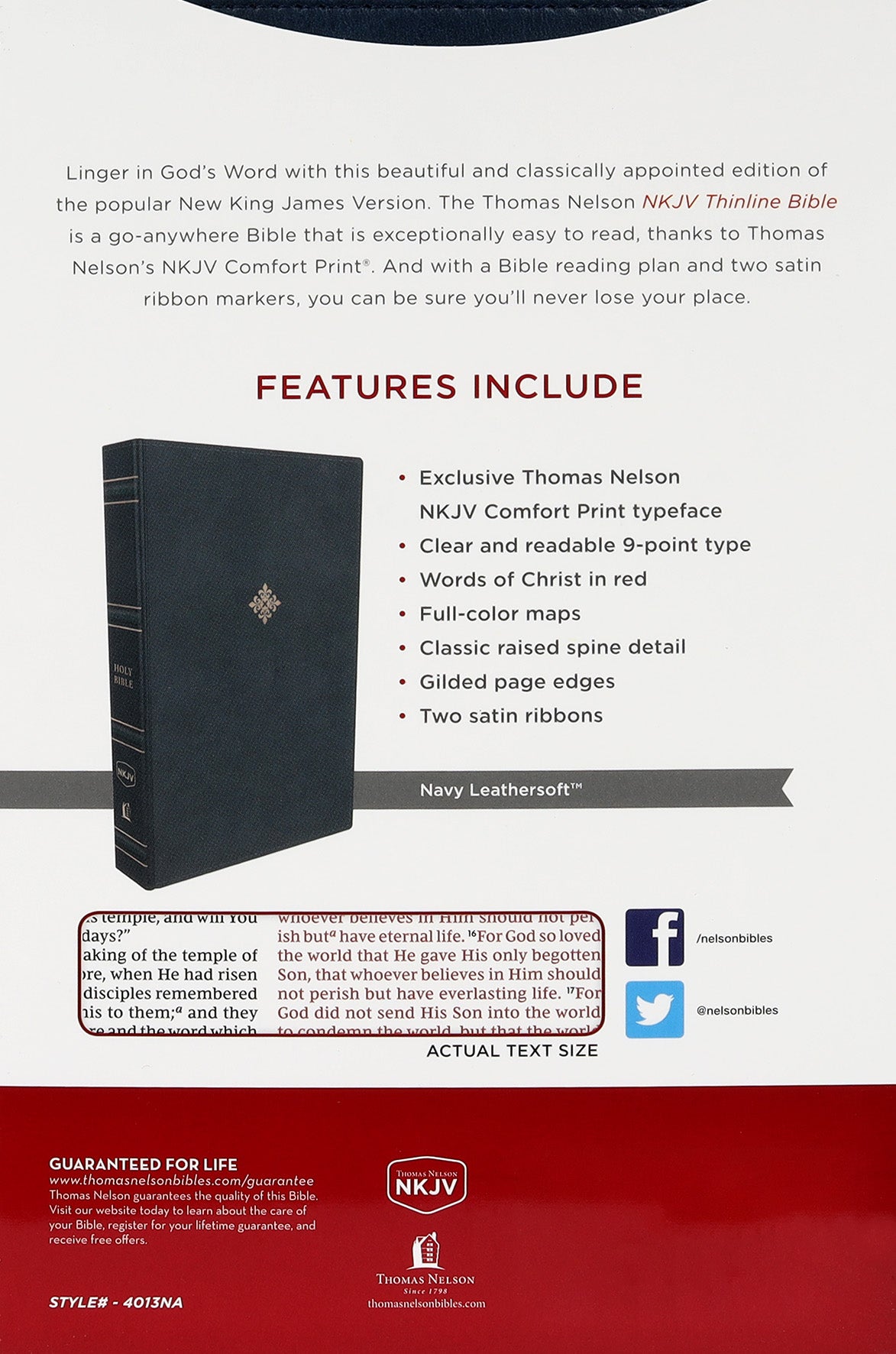 NKJV Thinline Bible Navy Thumb Indexed (Red Letter Edition)
