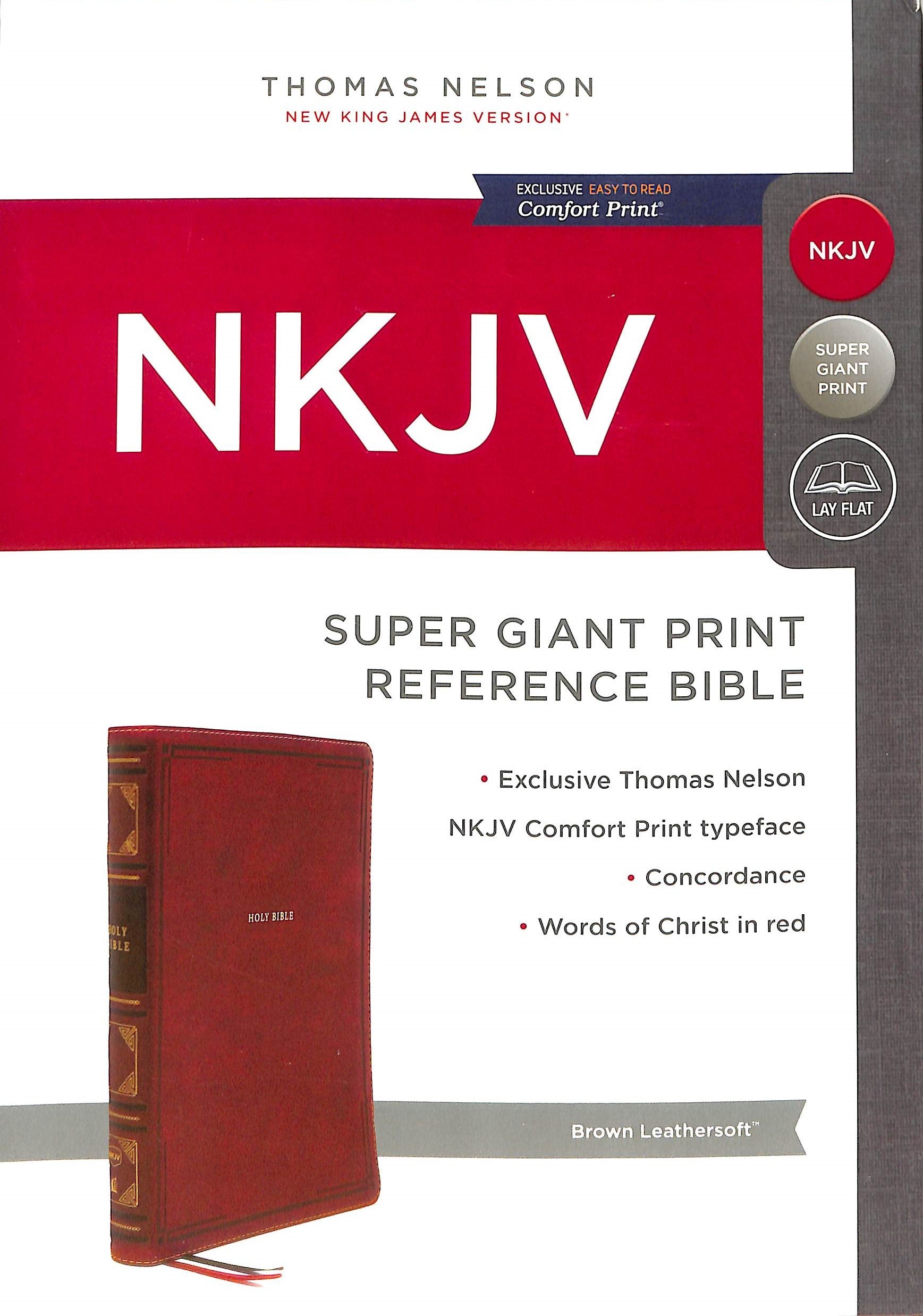 NKJV Reference Bible Super Giant Print Brown (Red Letter Edition)