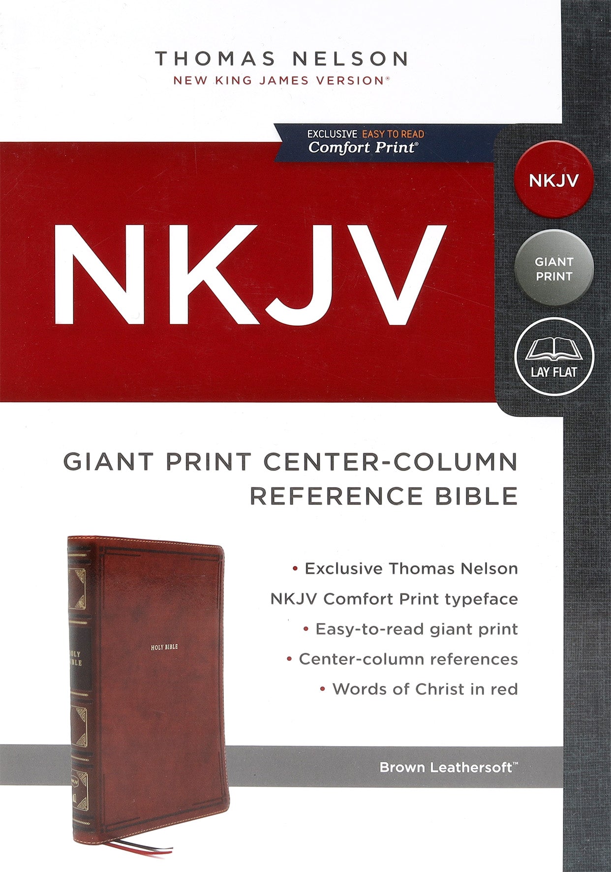 NKJV Reference Bible Center-Column Giant Print Brown (Red Letter Edition)