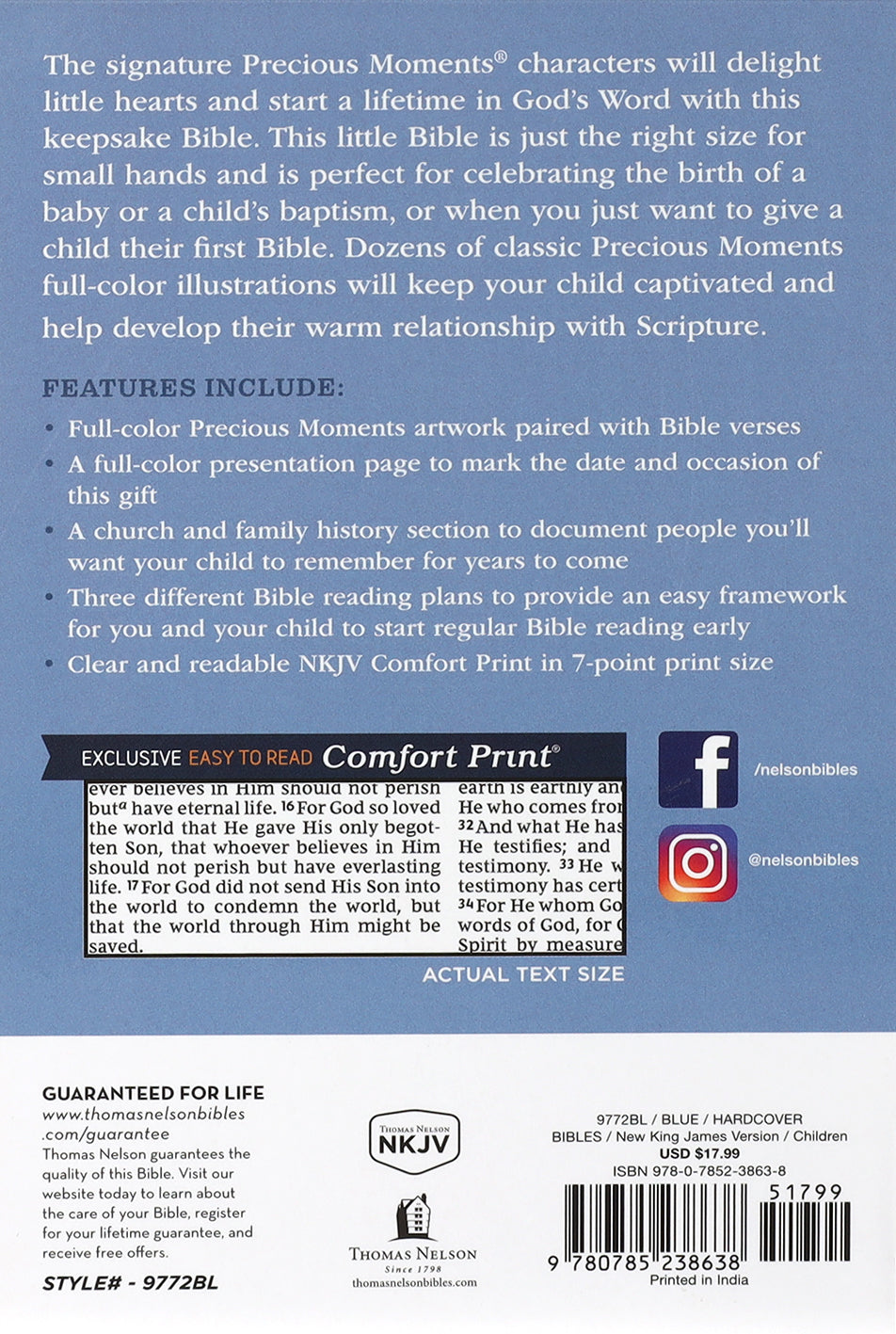 NKJV Precious Moments Small Hands Bible Blue
