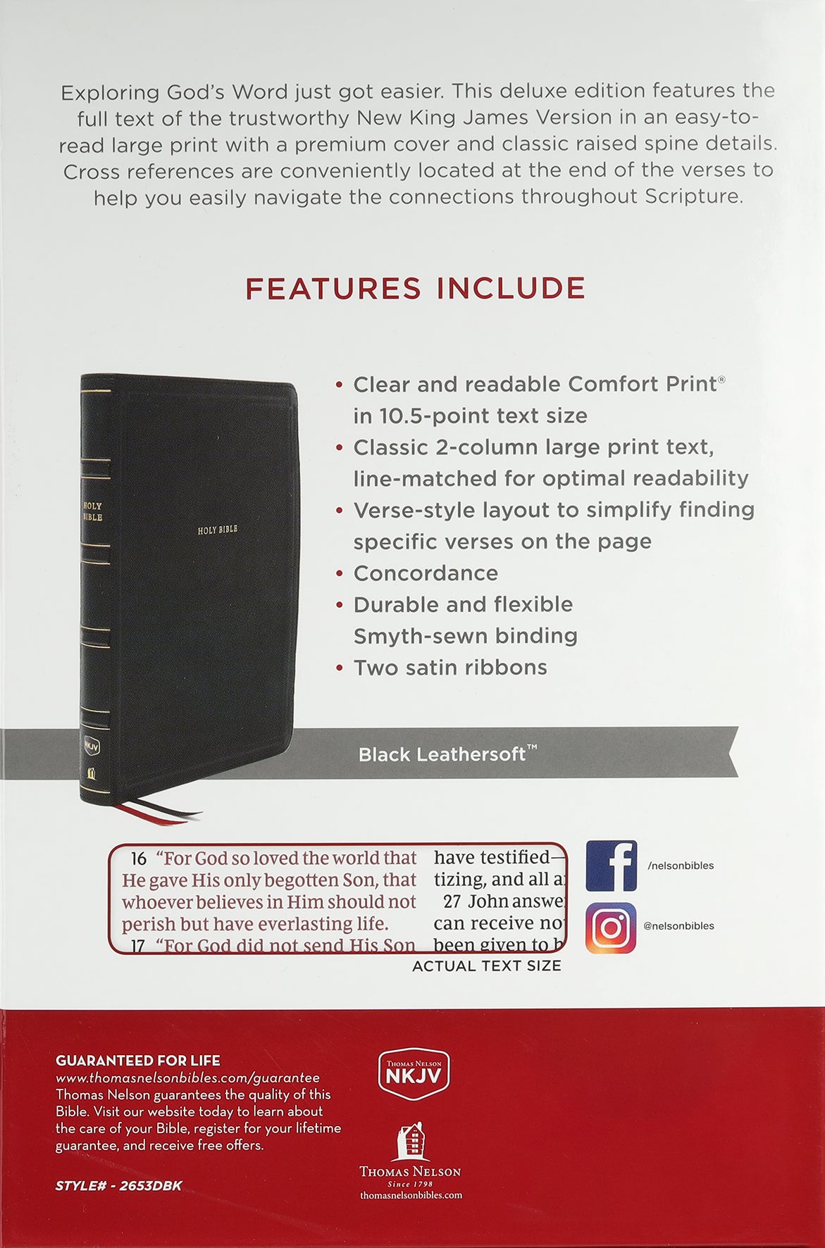 NKJV Deluxe End-Of-Verse Reference Bible Personal Size Large Print Black (Red Letter Edition)