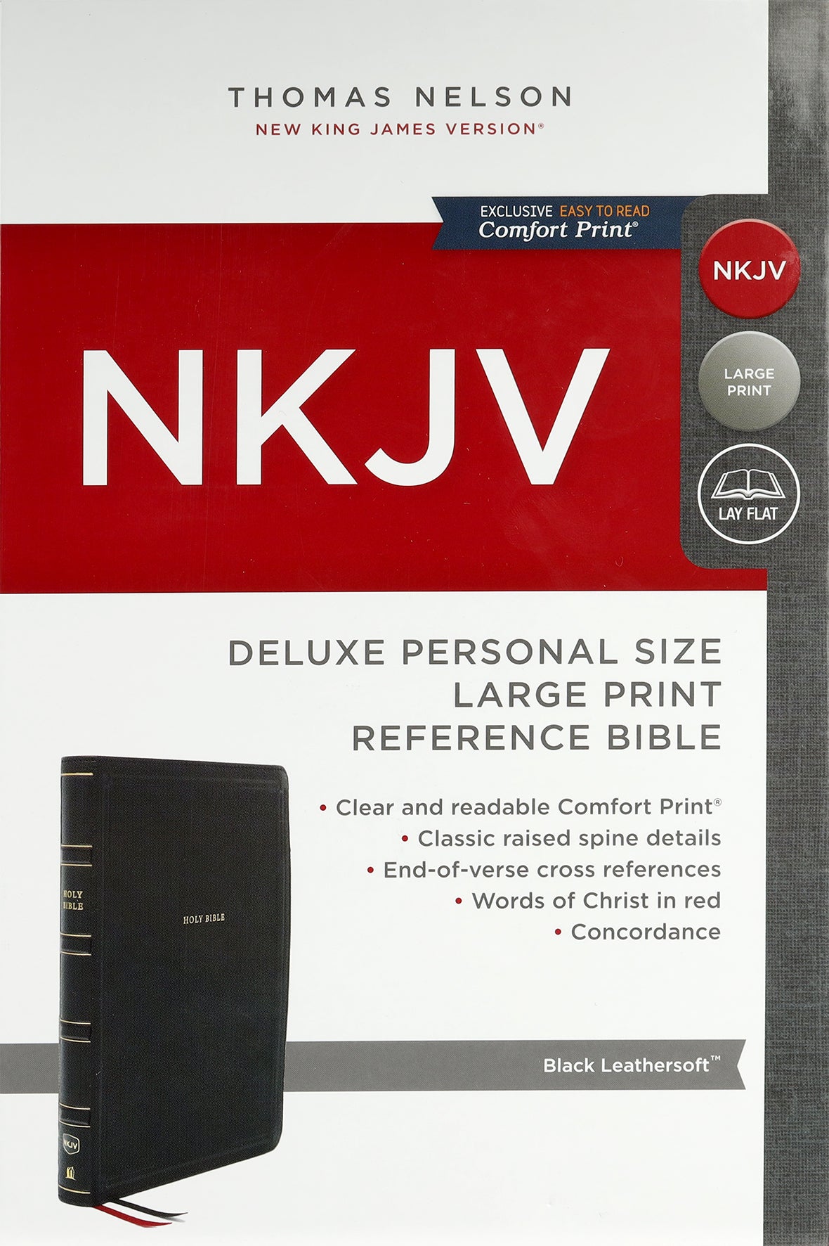 NKJV Deluxe End-Of-Verse Reference Bible Personal Size Large Print Black (Red Letter Edition)