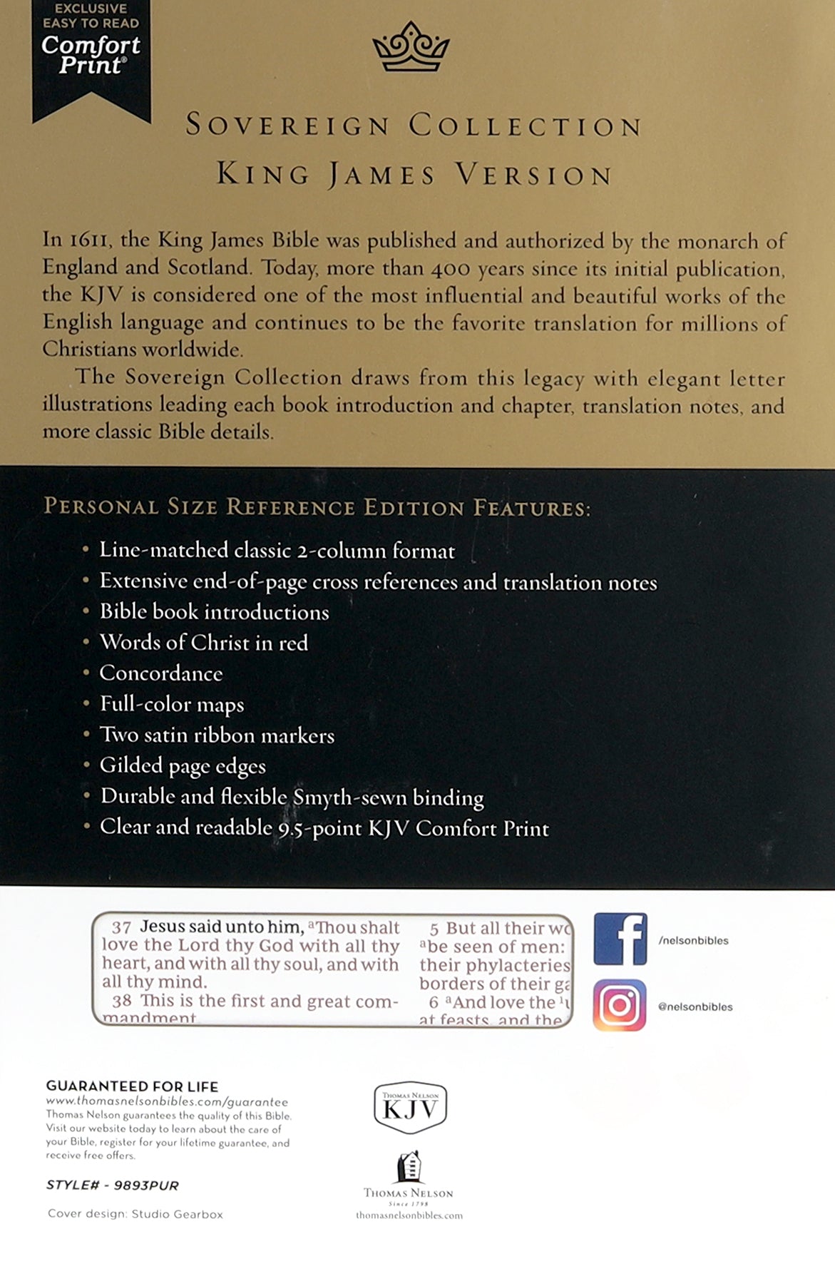 KJV Sovereign Collection Bible Personal Size Purple (Red Letter Edition)