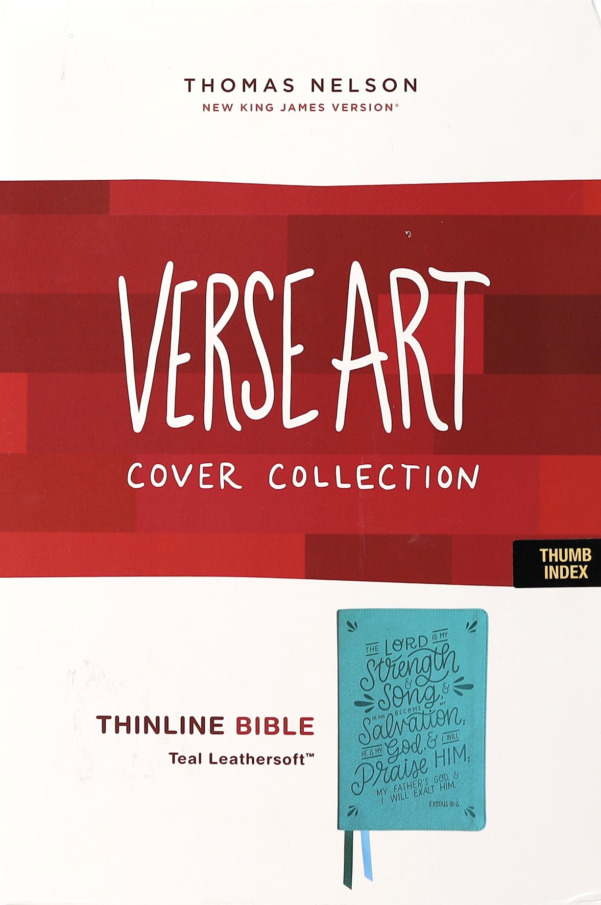 NKJV Thinline Bible Verse Art Cover Collection Teal Thumb Indexed (Red Letter Edition)