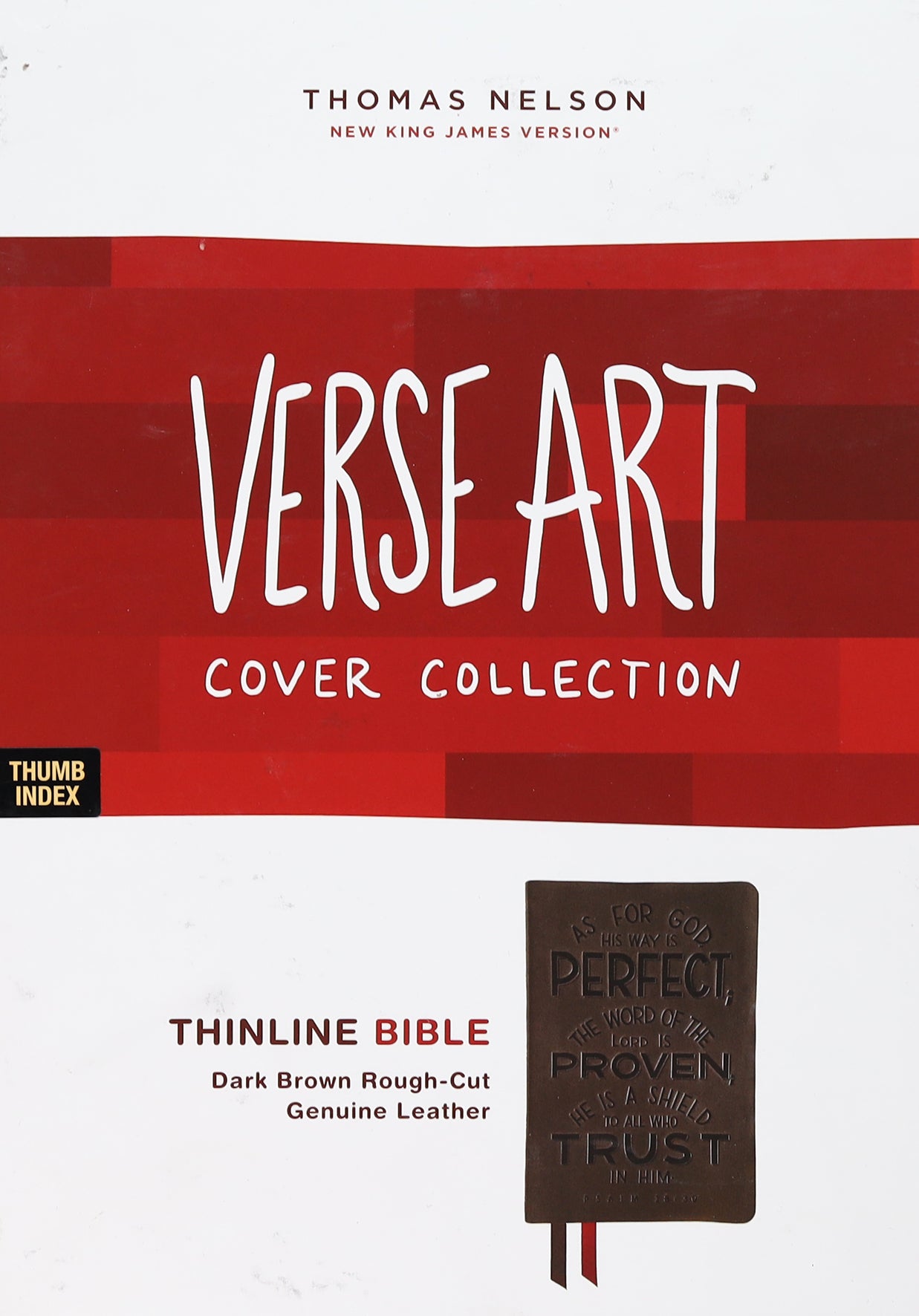 NKJV Thinline Bible Verse Art Cover Collection Brown Thumb Indexed (Red Letter Edition)