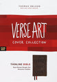 NKJV Thinline Bible Verse Art Cover Collection Brown Thumb Indexed (Red Letter Edition)