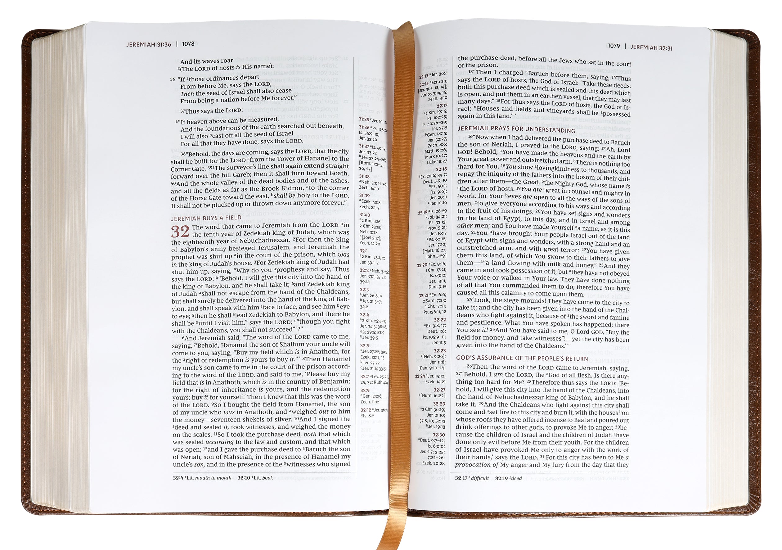 NKJV Single-Column Wide-Margin Reference Bible Brown (Red Letter Edition)