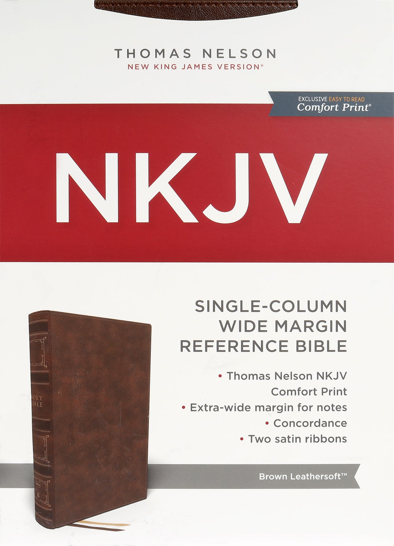 NKJV Single-Column Wide-Margin Reference Bible Brown (Red Letter Edition)