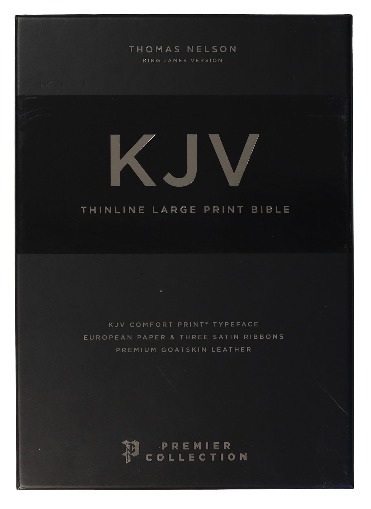 KJV Thinline Bible Large Print Premium Goatskin Leather Black Premier Collection (Red Letter Edition)