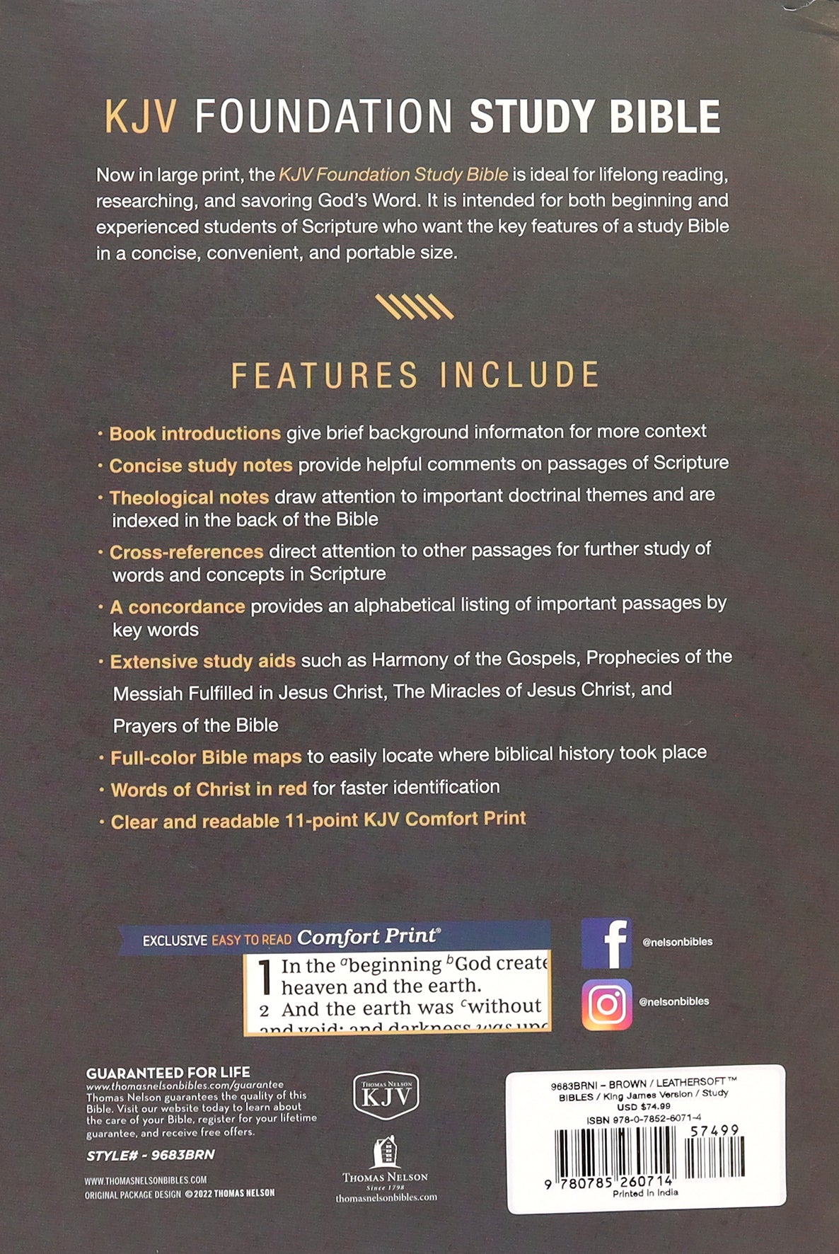 KJV Foundation Study Bible Large Print Brown Thumb Indexed (Red Letter Edition)
