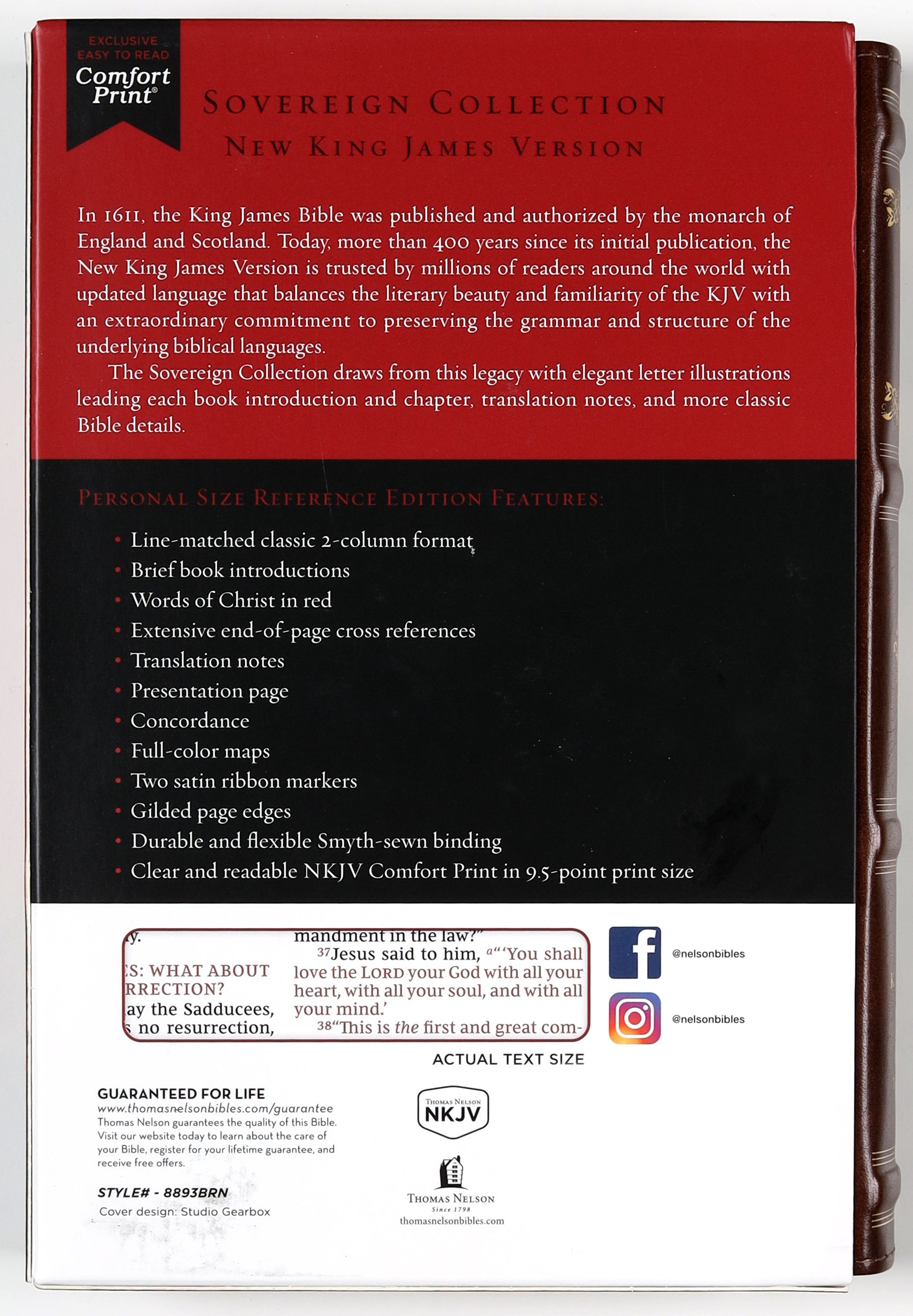 NKJV Personal Size Reference Bible Sovereign Collection Brown (Red Letter Edition)