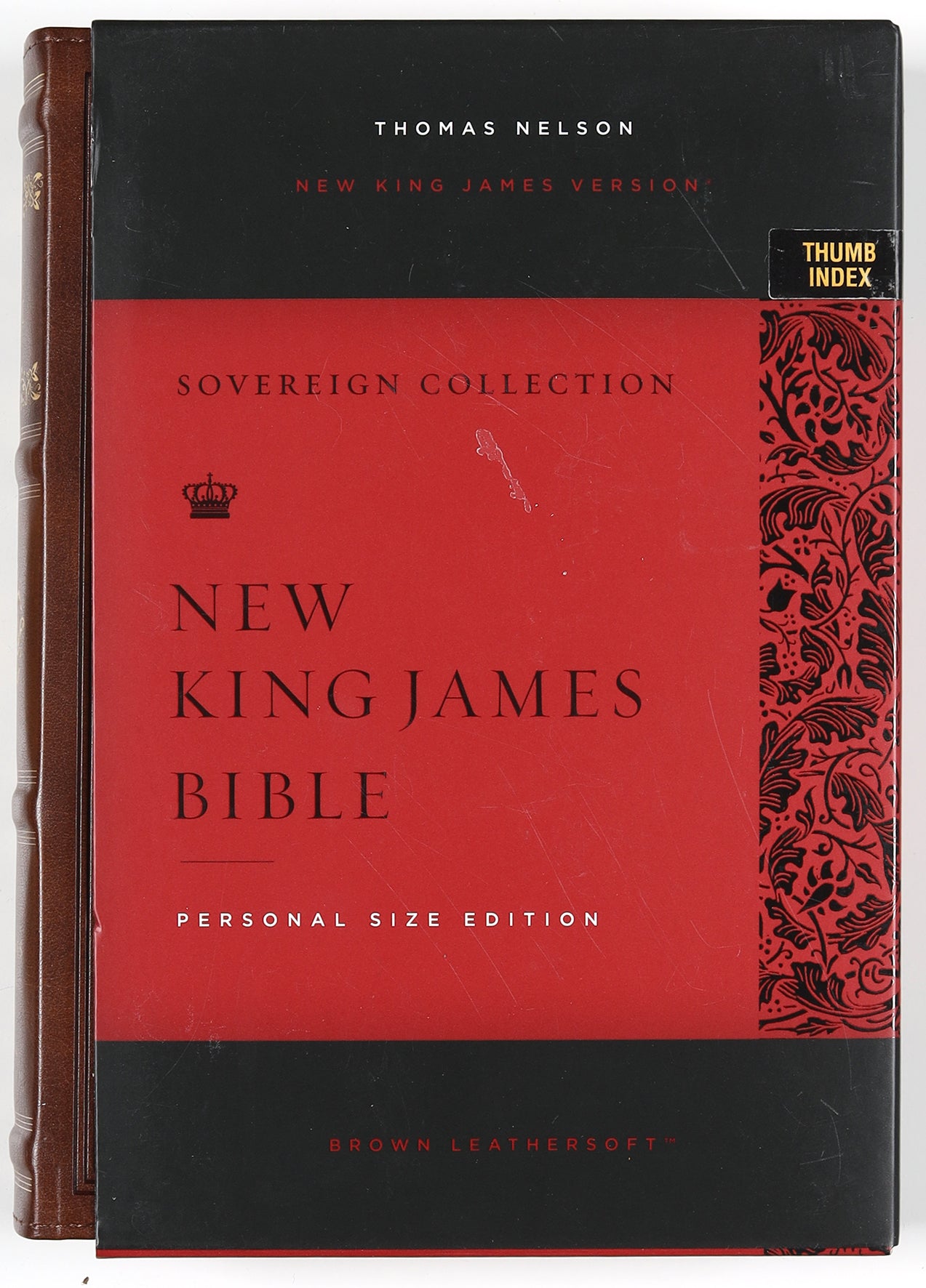 NKJV Personal Size Reference Bible Sovereign Collection Brown Thumb Indexed (Red Letter Edition)