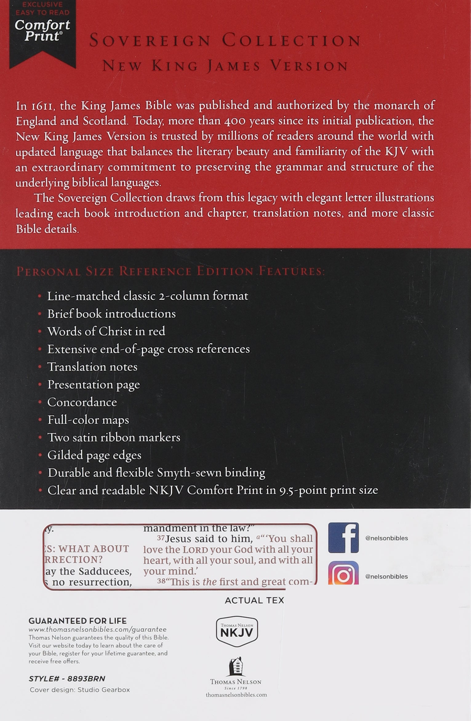 NKJV Personal Size Reference Bible Sovereign Collection Brown Thumb Indexed (Red Letter Edition)