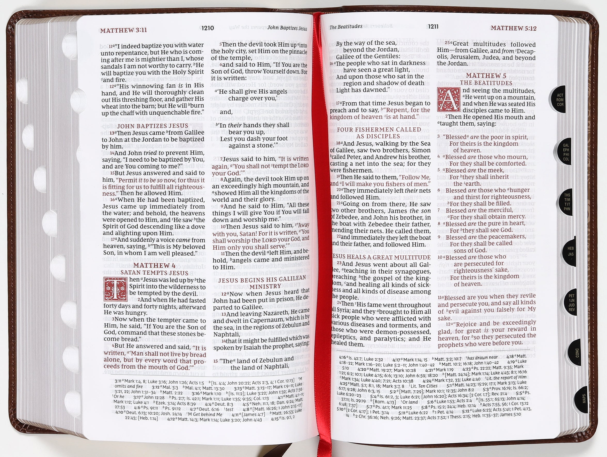 NKJV Personal Size Reference Bible Sovereign Collection Brown Thumb Indexed (Red Letter Edition)
