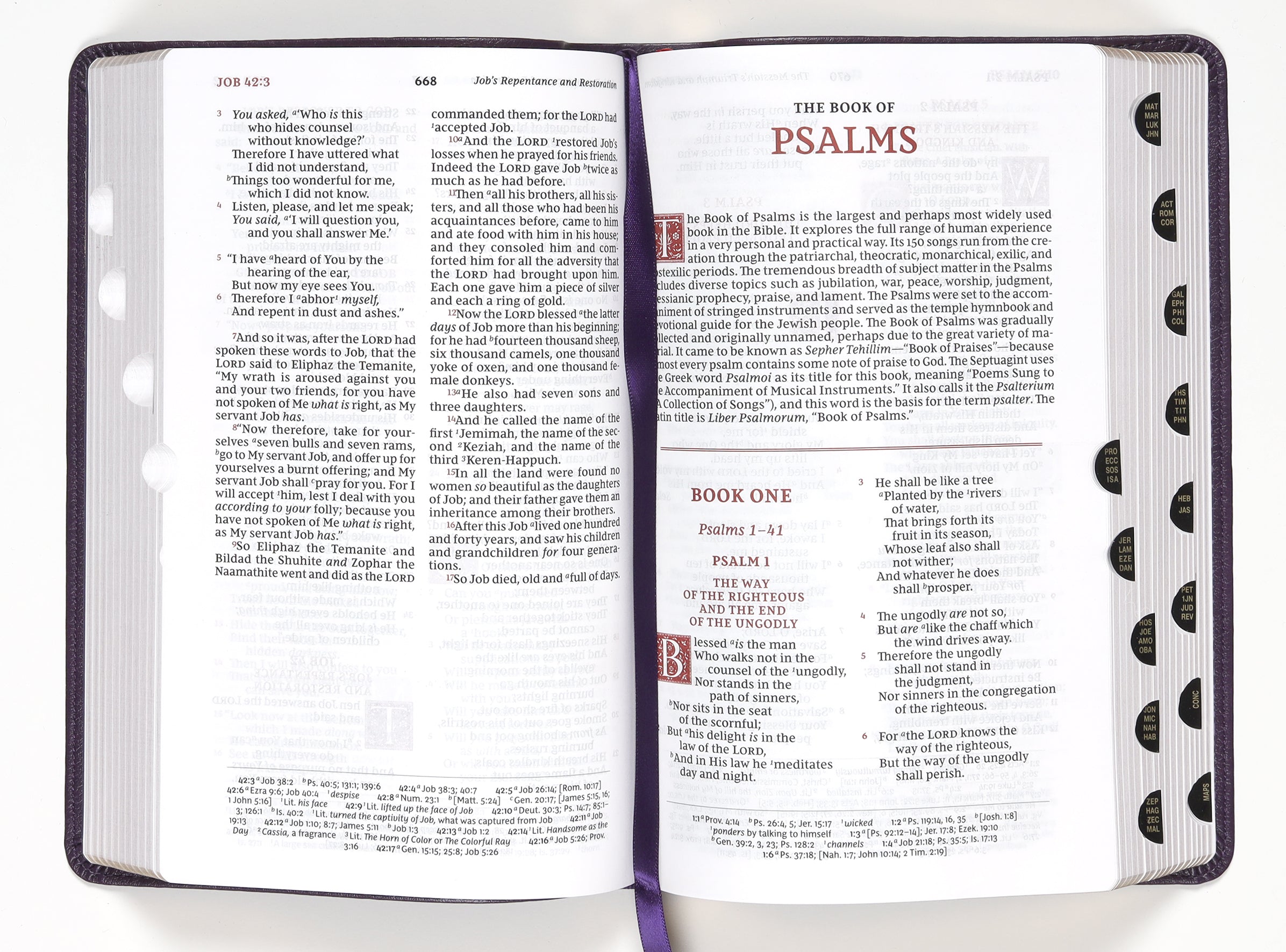 NKJV Personal Size Reference Bible Sovereign Collection Purple Thumb Indexed (Red Letter Edition)