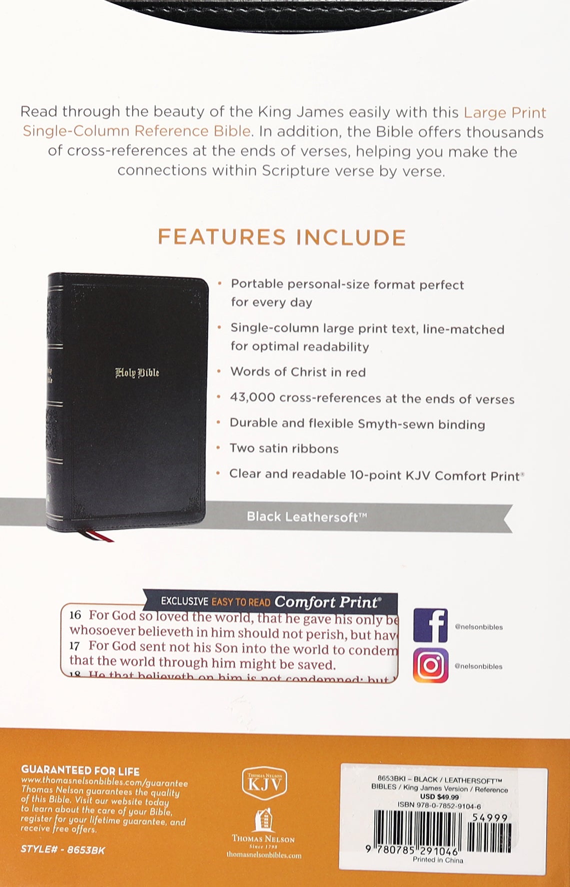 KJV End-Of-Verse Reference Bible Personal Size Large Print Black Thumb Indexed (Red Letter Edition)