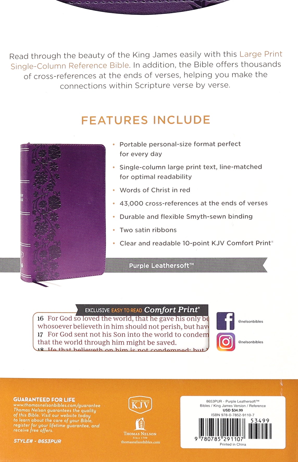 KJV End-Of-Verse Reference Bible Personal Size Large Print Purple (Red Letter Edition)