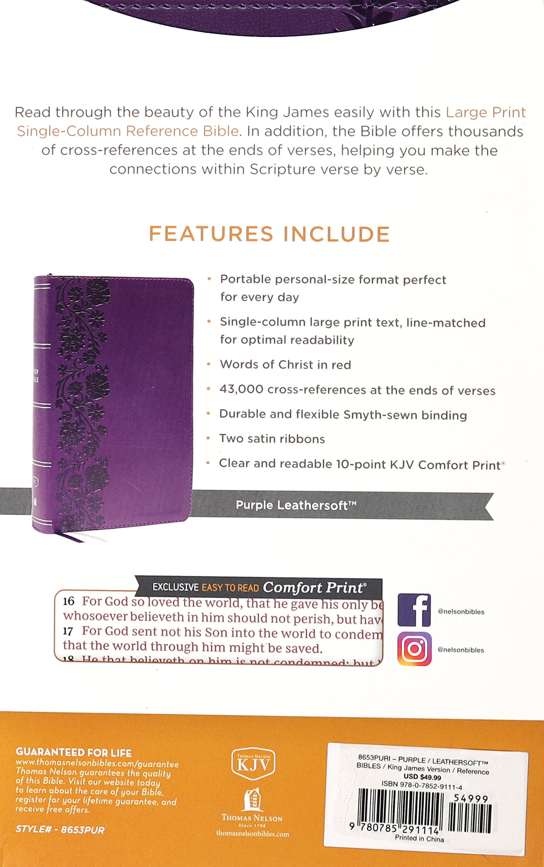 KJV End-Of-Verse Reference Bible Personal Size Large Print Purple Thumb Indexed (Red Letter Edition)