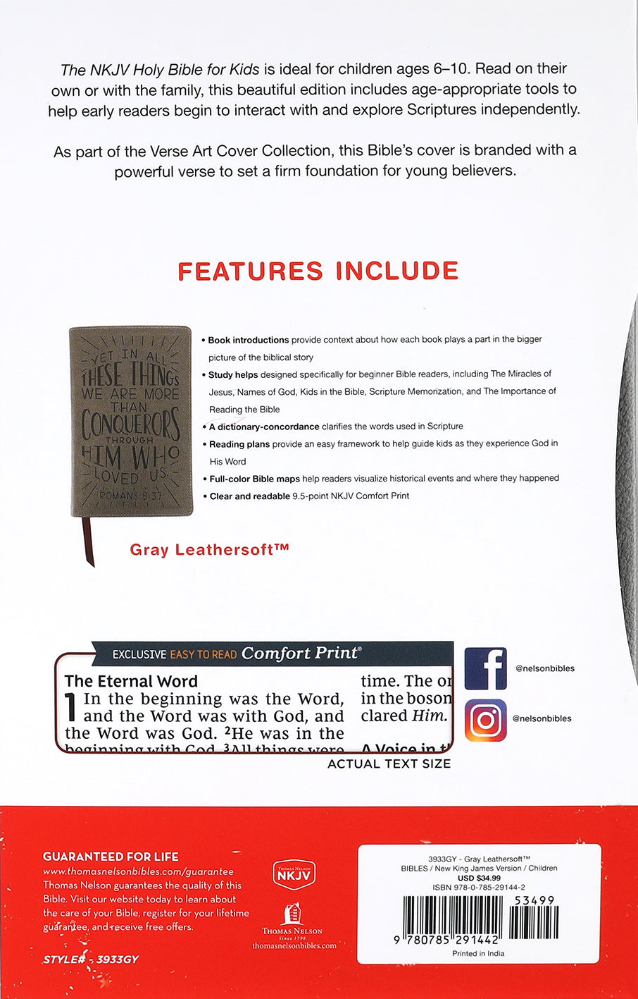 NKJV Holy Bible For Kids Verse Art Cover Collection Gray