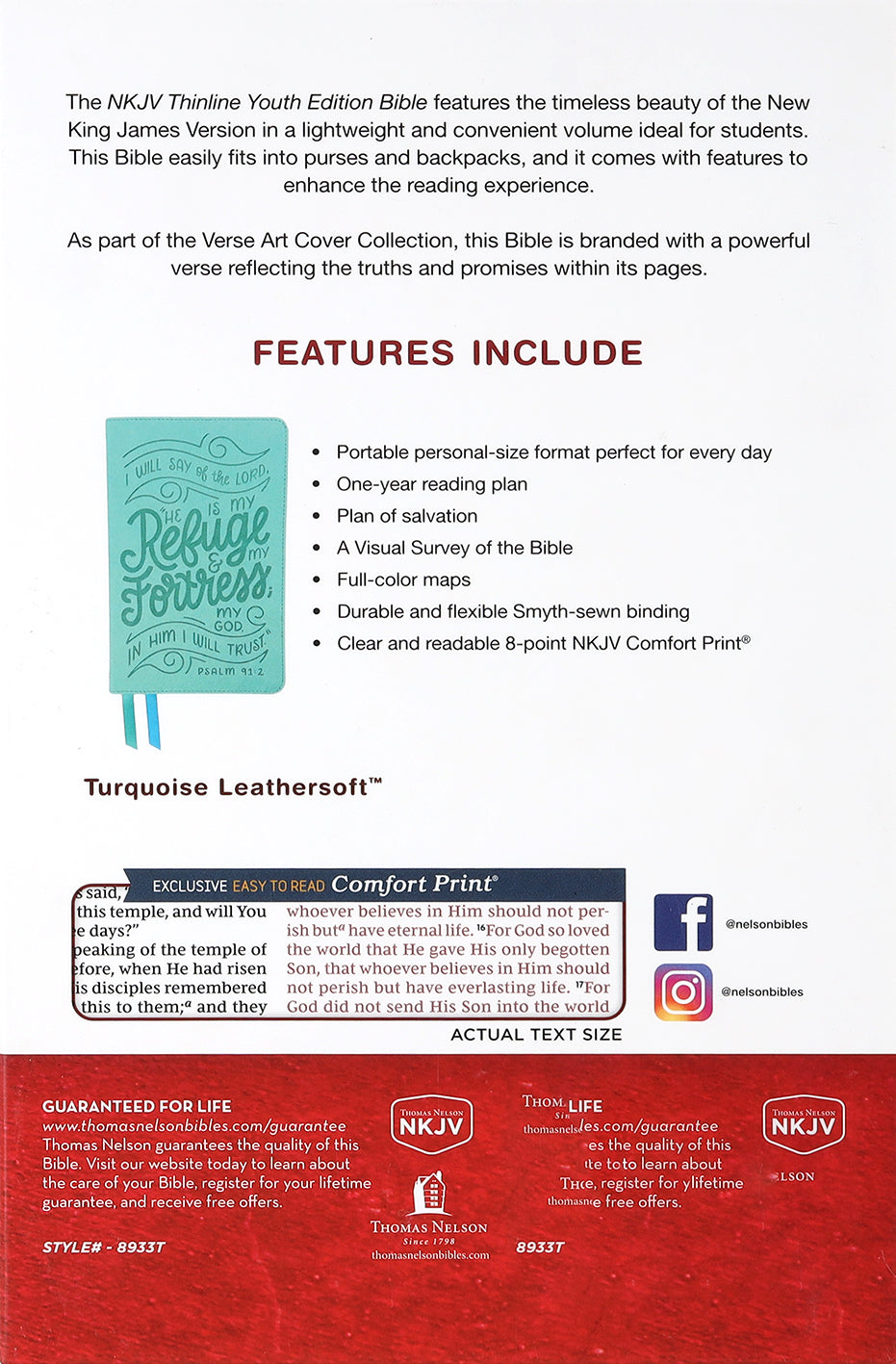 NKJV Thinline Youth Edition Bible Verse Art Cover Collection Teal (Red Letter Edition)