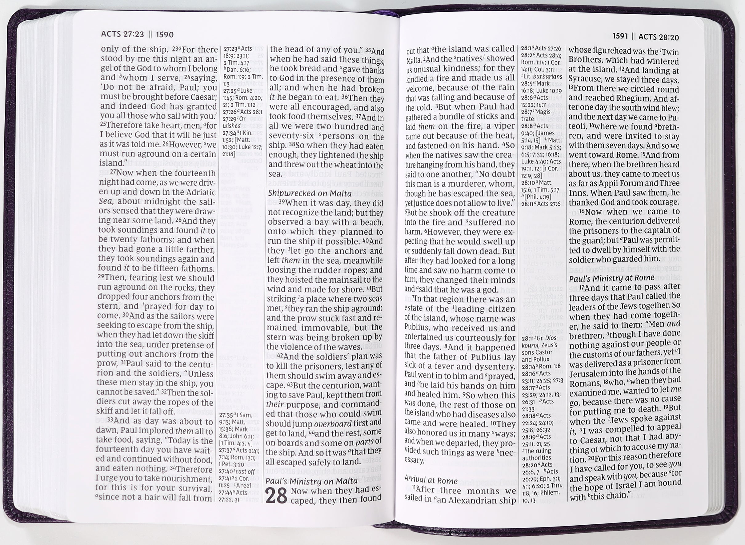 NKJV Giant Print Center-Column Reference Bible Verse Art Cover Collection Purple (Red Letter Edition)