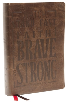 NKJV Giant Print Center-Column Reference Bible Verse Art Cover Collection Brown Thumb Indexed (Red Letter Edition)