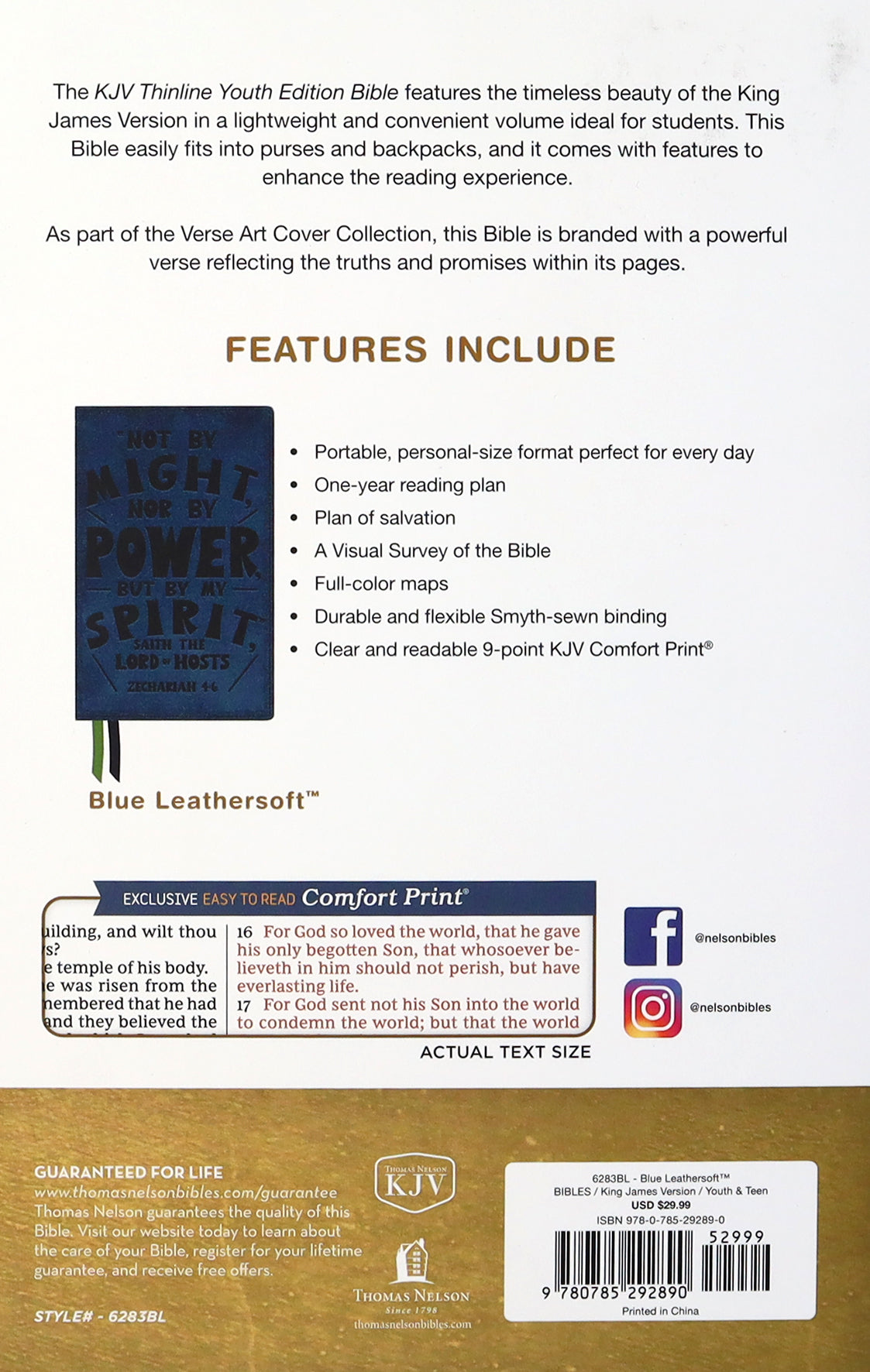 KJV Thinline Youth Edition Bible Verse Art Cover Collection Blue (Red Letter Edition)