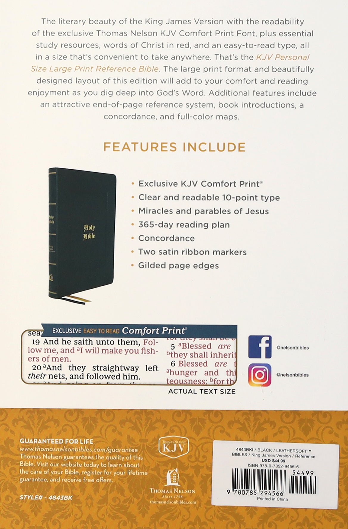 KJV Personal Size Large Print Reference Bible Vintage Series Black Thumb Indexed (Red Letter Edition)