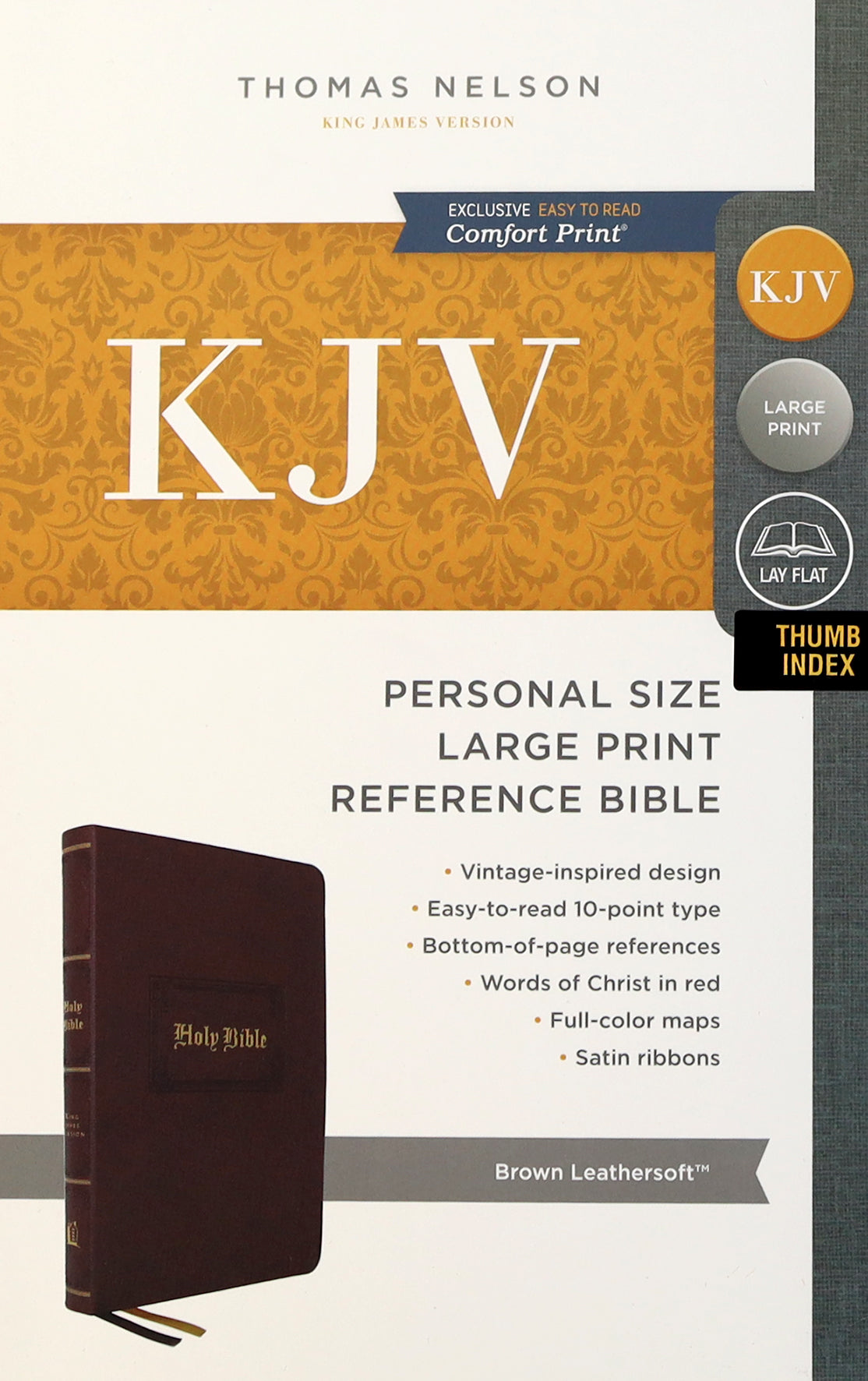 KJV Personal Size Large Print Reference Bible Vintage Series Brown Thumb Indexed (Red Letter Edition)
