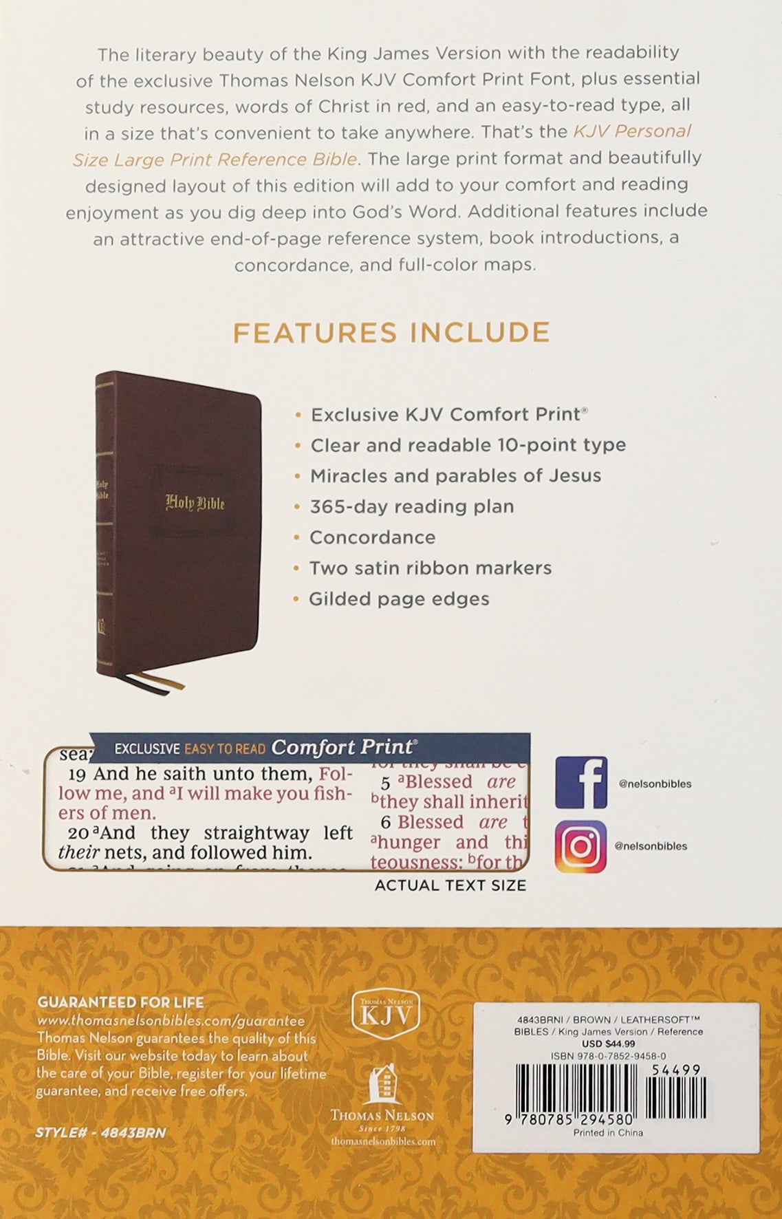 KJV Personal Size Large Print Reference Bible Vintage Series Brown Thumb Indexed (Red Letter Edition)