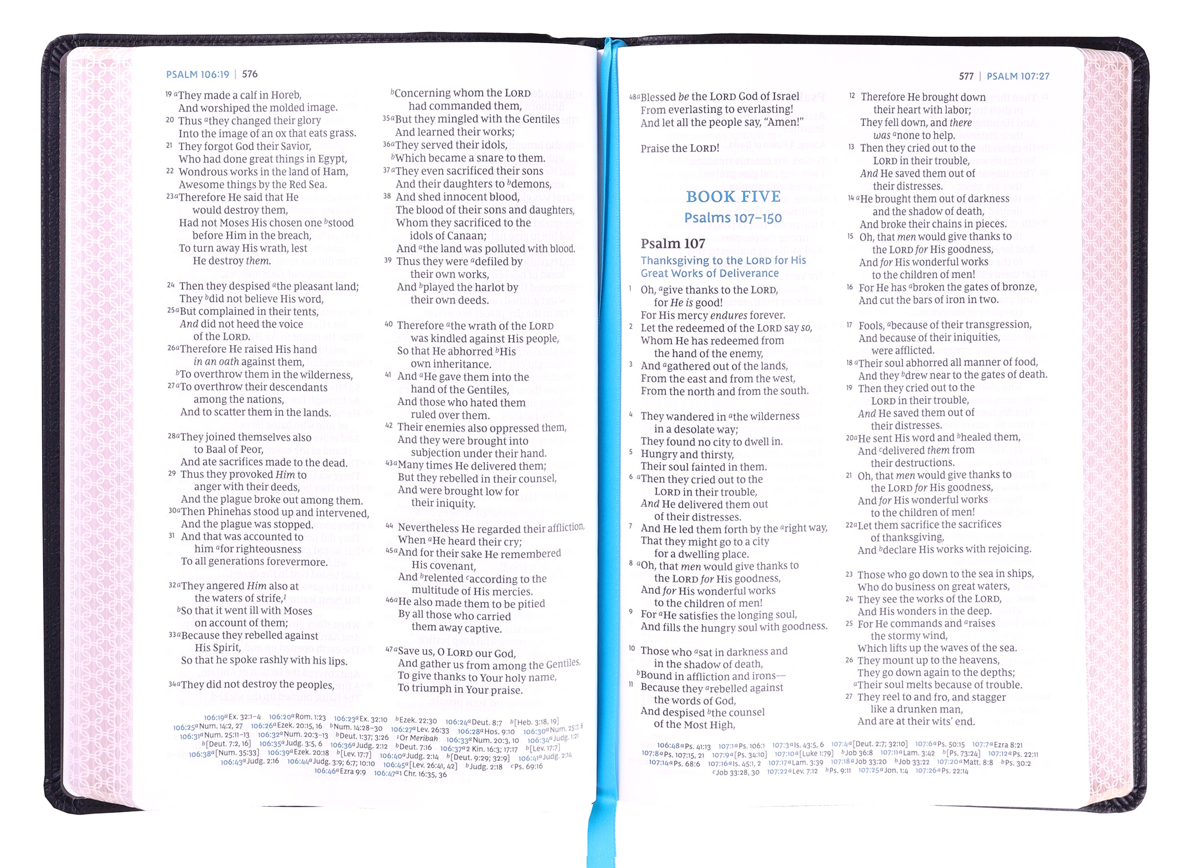 NKJV Large Print Thinline Reference Bible Maclaren Series Black (Blue Letter Edition- Colorblind Friendly)