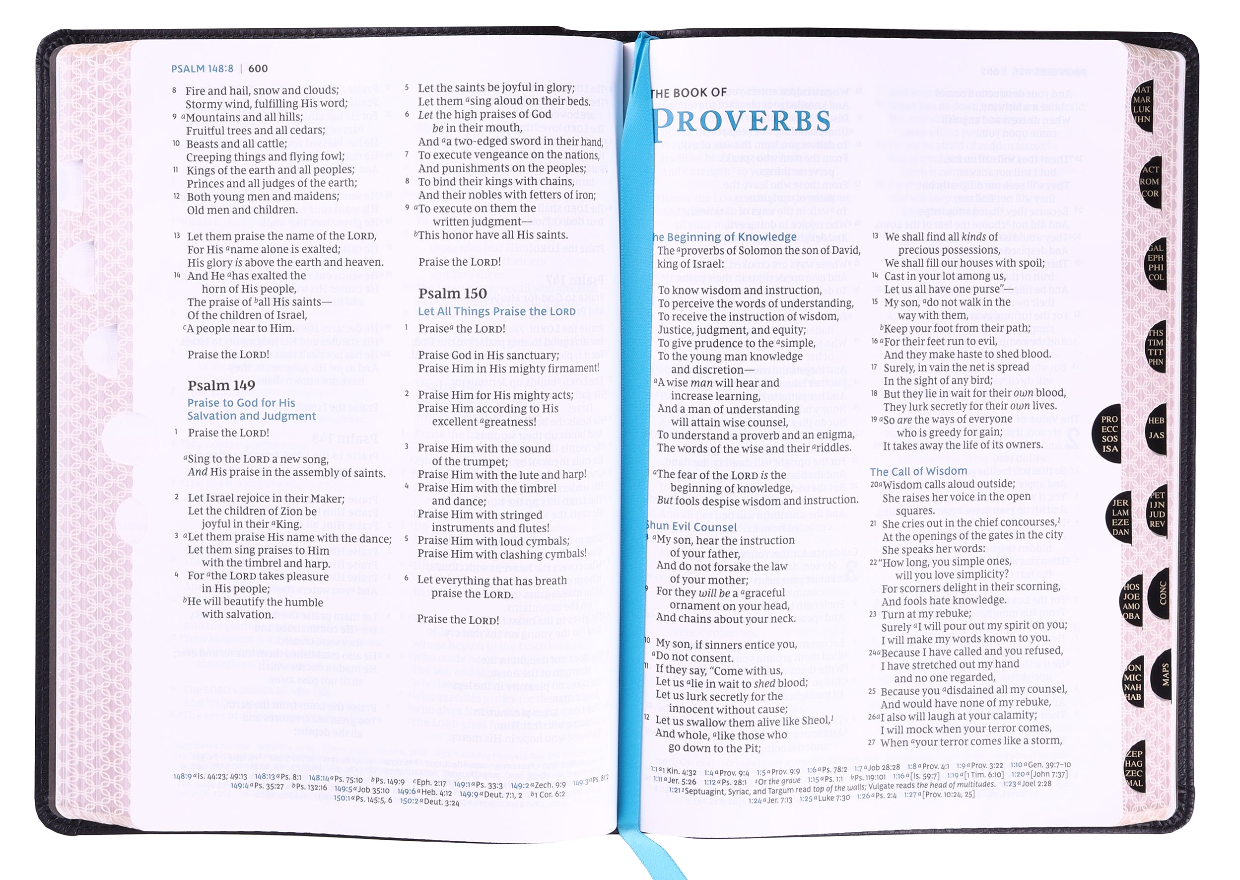 NKJV Large Print Thinline Reference Bible Maclaren Series Black Thumb Indexed (Blue Letter Edition- Colorblind Friendly)
