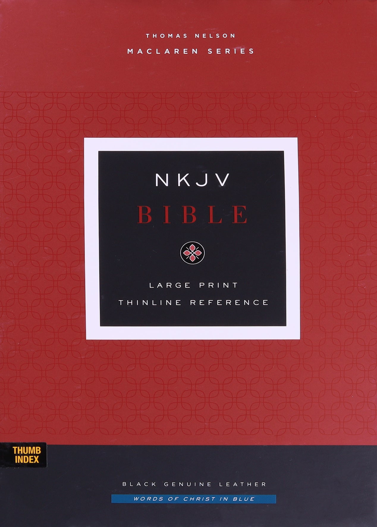 NKJV Large Print Thinline Reference Bible Maclaren Series Black Thumb Indexed (Blue Letter Edition- Colorblind Friendly)