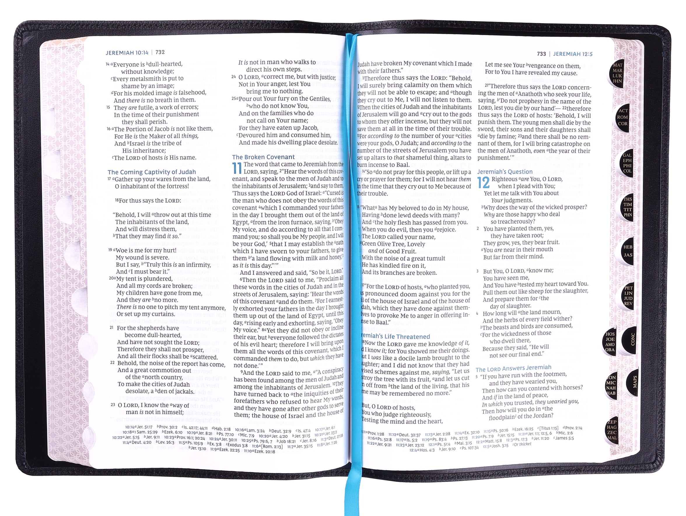 NKJV Large Print Thinline Reference Bible Maclaren Series Black Thumb Indexed (Blue Letter Edition- Colorblind Friendly)