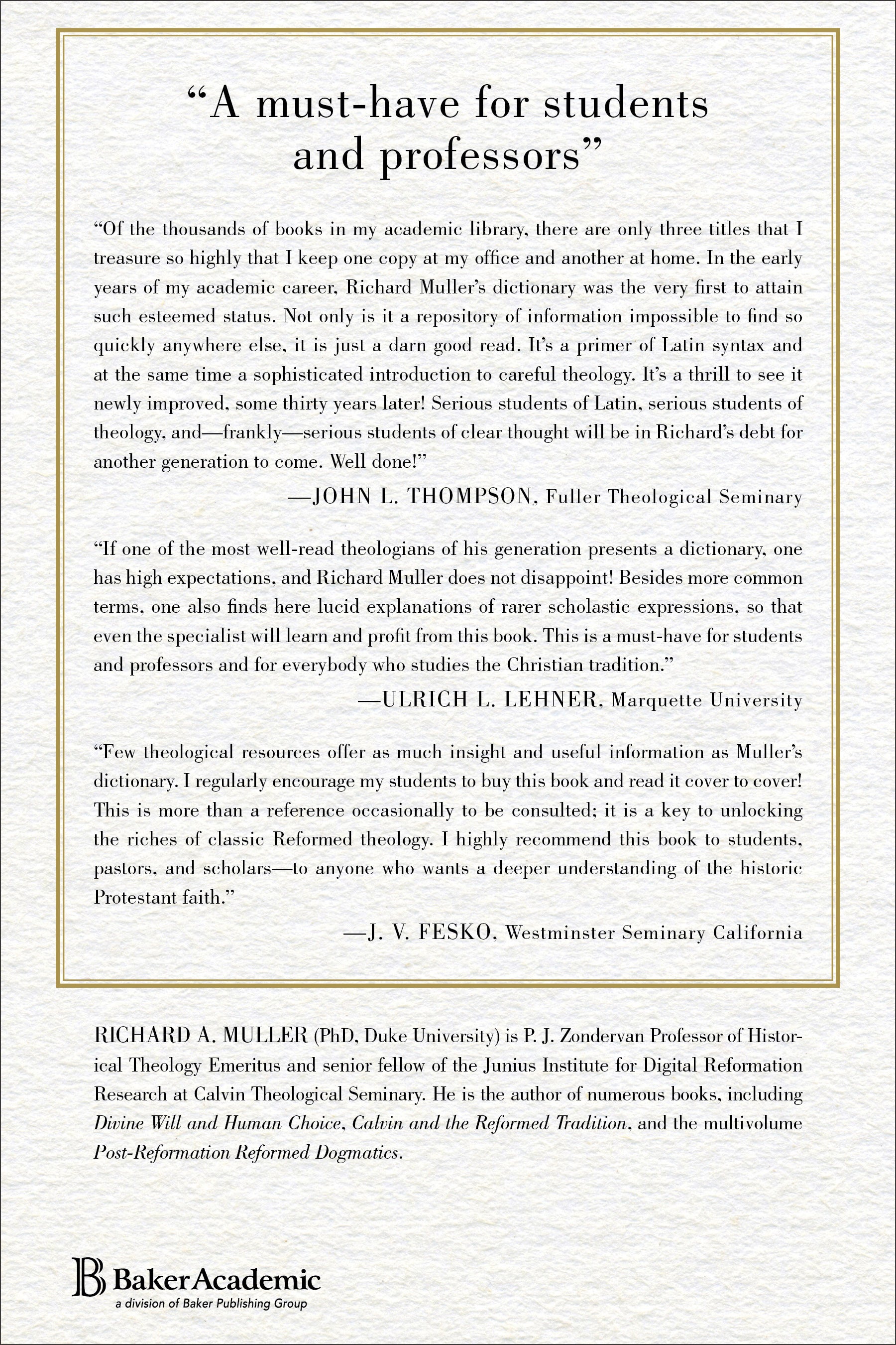 Dictionary of Latin and Greek Theological Terms: Drawn Principally From Protestant Scholastic Theology (Second Edition)