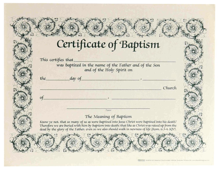 Certificate Baptism: Decorative Border (6 Pack)