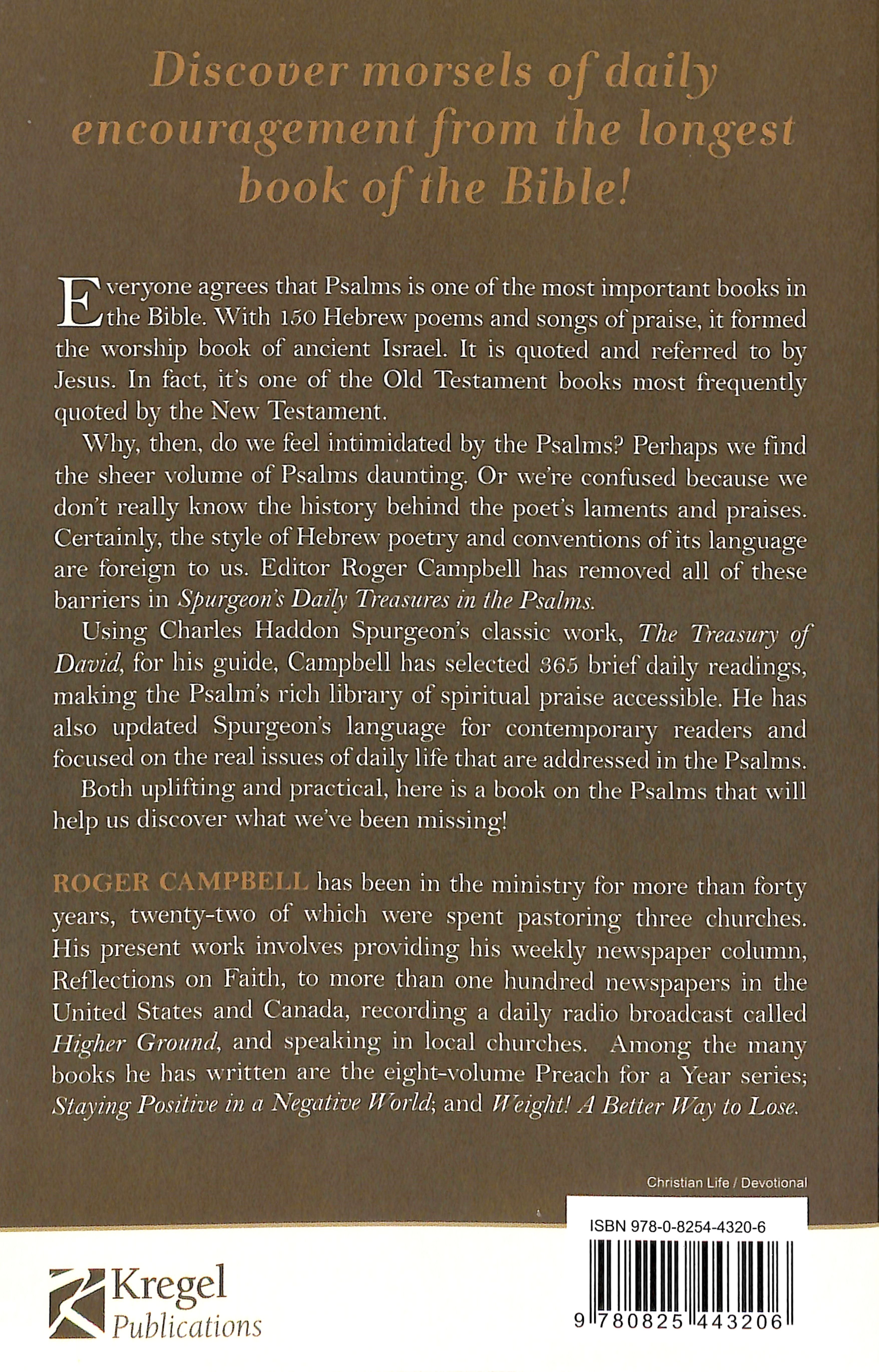 Spurgeon's Daily Treasures in the Psalms: Selections From the Classic Treasury of David