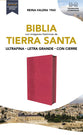 Biblia Reina-Valera 1960, Tierra Santa, Ultrafina Letra Grande, Leathersoft, Fuscia, Con Cierre (Red Letter Edition)