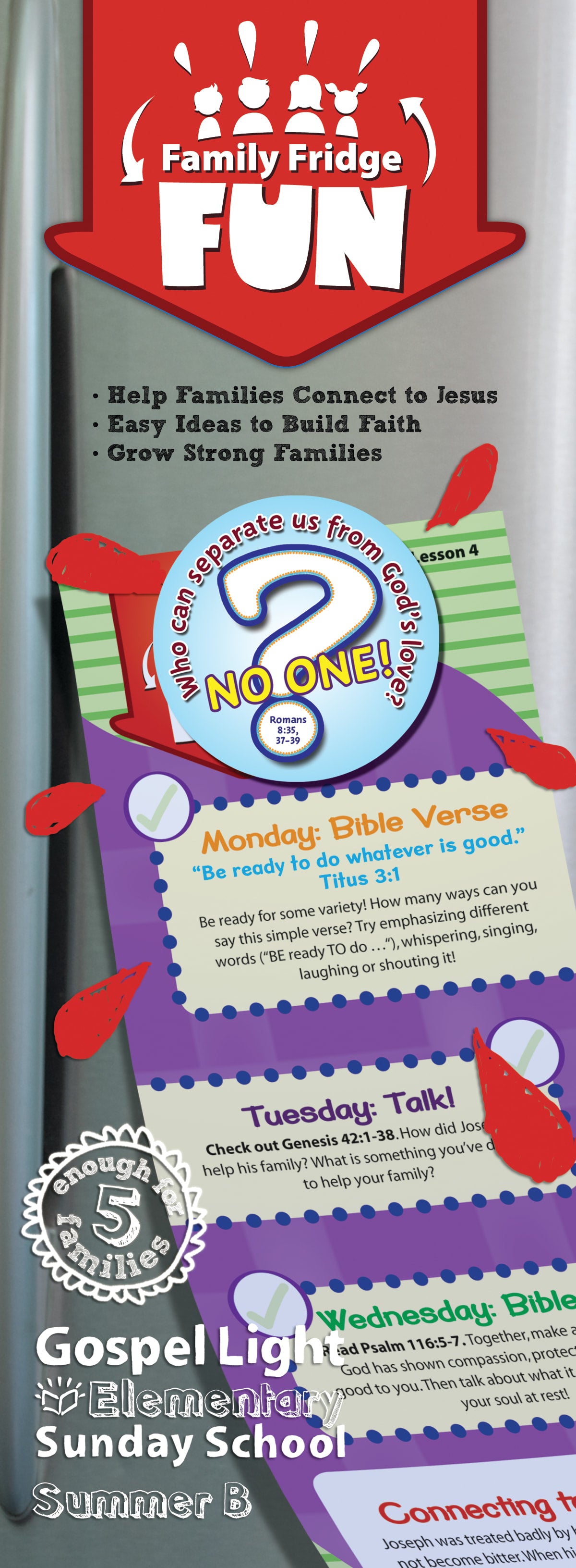 Summer B 2021/2022 Grades 1-4 Family Fridge Fun (5 Packs For 5 Families) (Gospel Light Living Word Series)