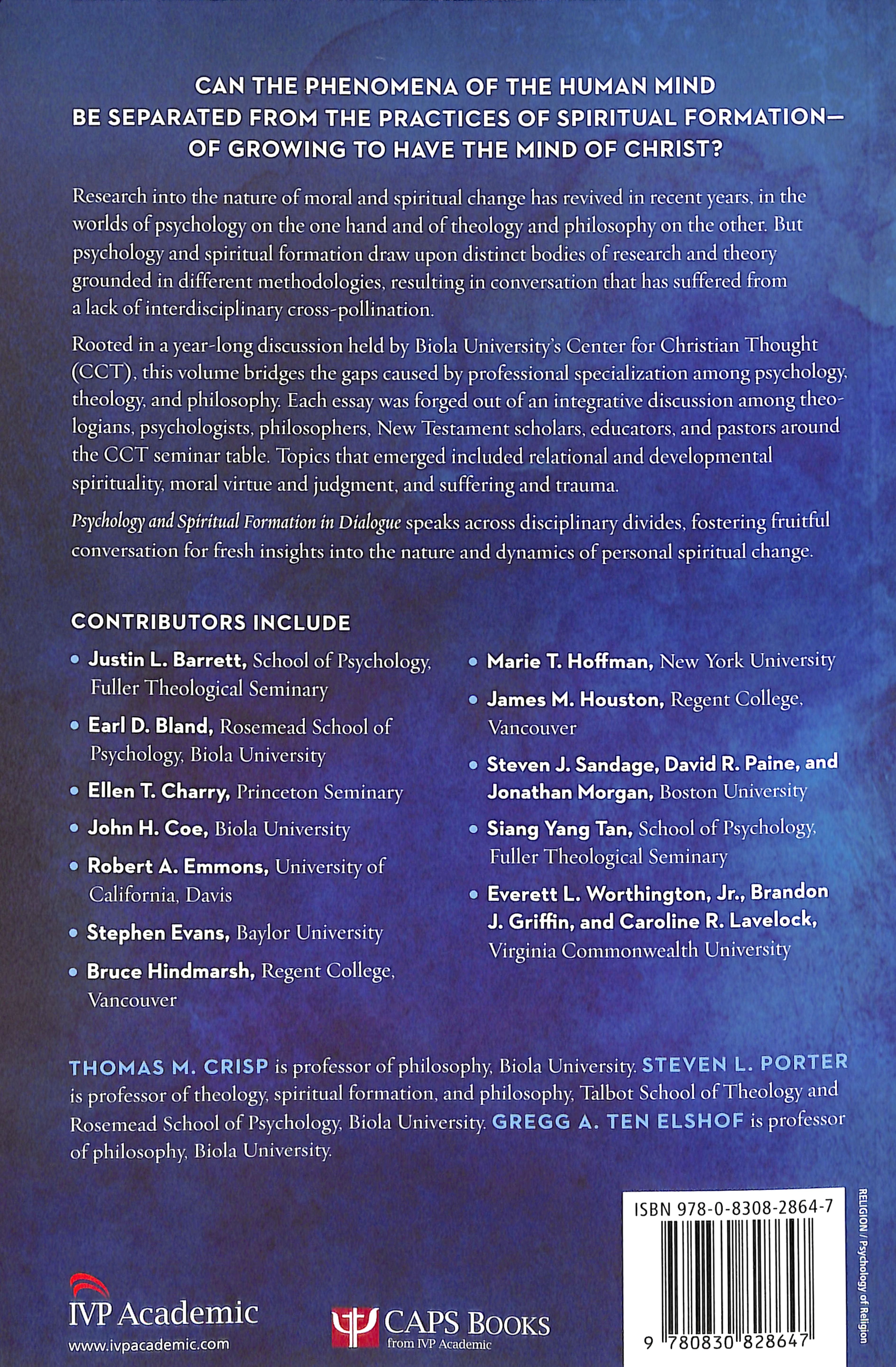 Psychology and Spiritual Formation in Dialogue: Moral and Spiritual Change in Christian Perspective