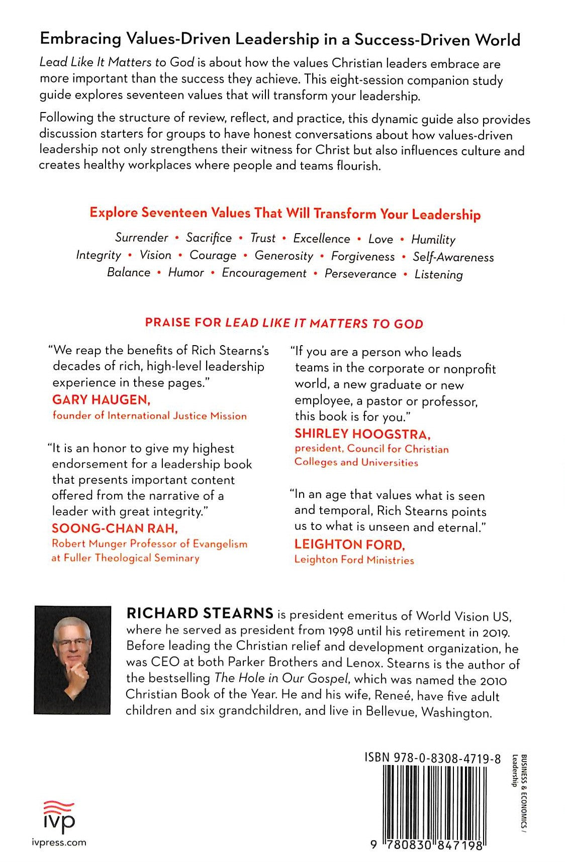 Lead Like It Matters to God (Study Guide): Eight Sessions on Becoming a Values-Driven Leader