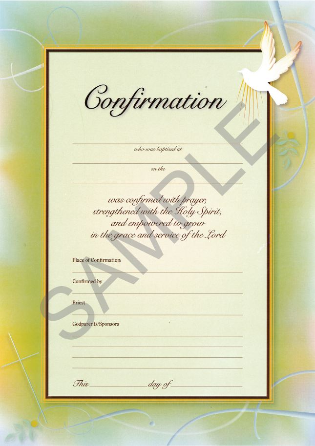 Certificate: Confirmation (10 Pack)